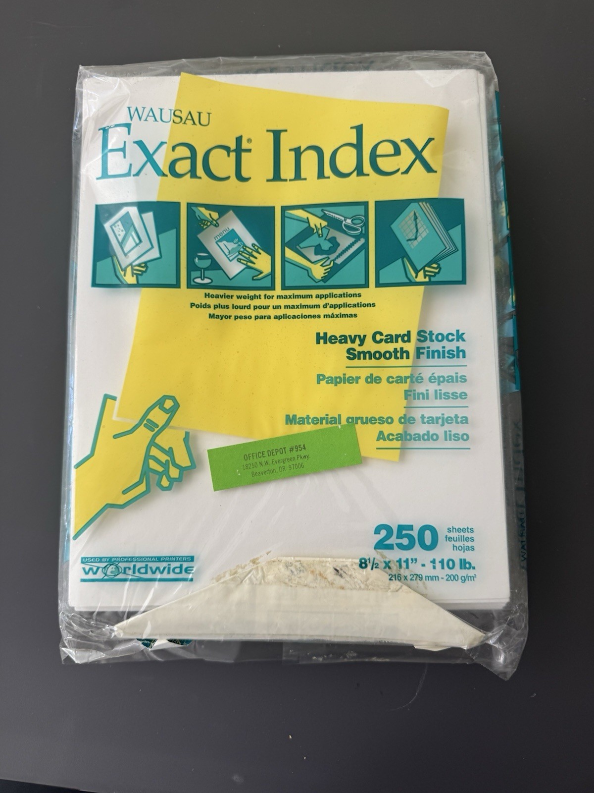 Exact Index Heavy Card Stock Paper Smooth Finish 250 Sheets 8.5″x 11″ White Open