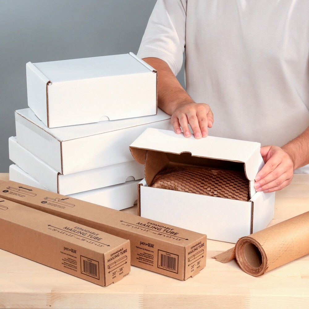 Tuck-Top Shipping Boxes, 9 in. L x 6 in. W x 4 in. H, White, 30-Count Case