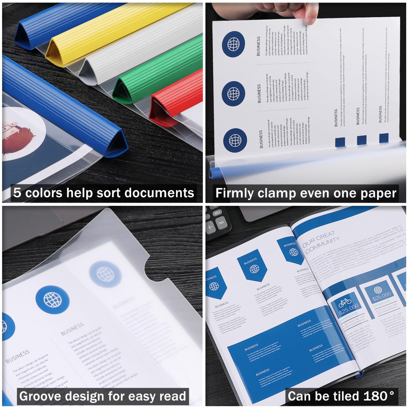 JOERSH 10Pcs Clear Report Covers 10 Pack, Blue, Red, Yellow, Green, White