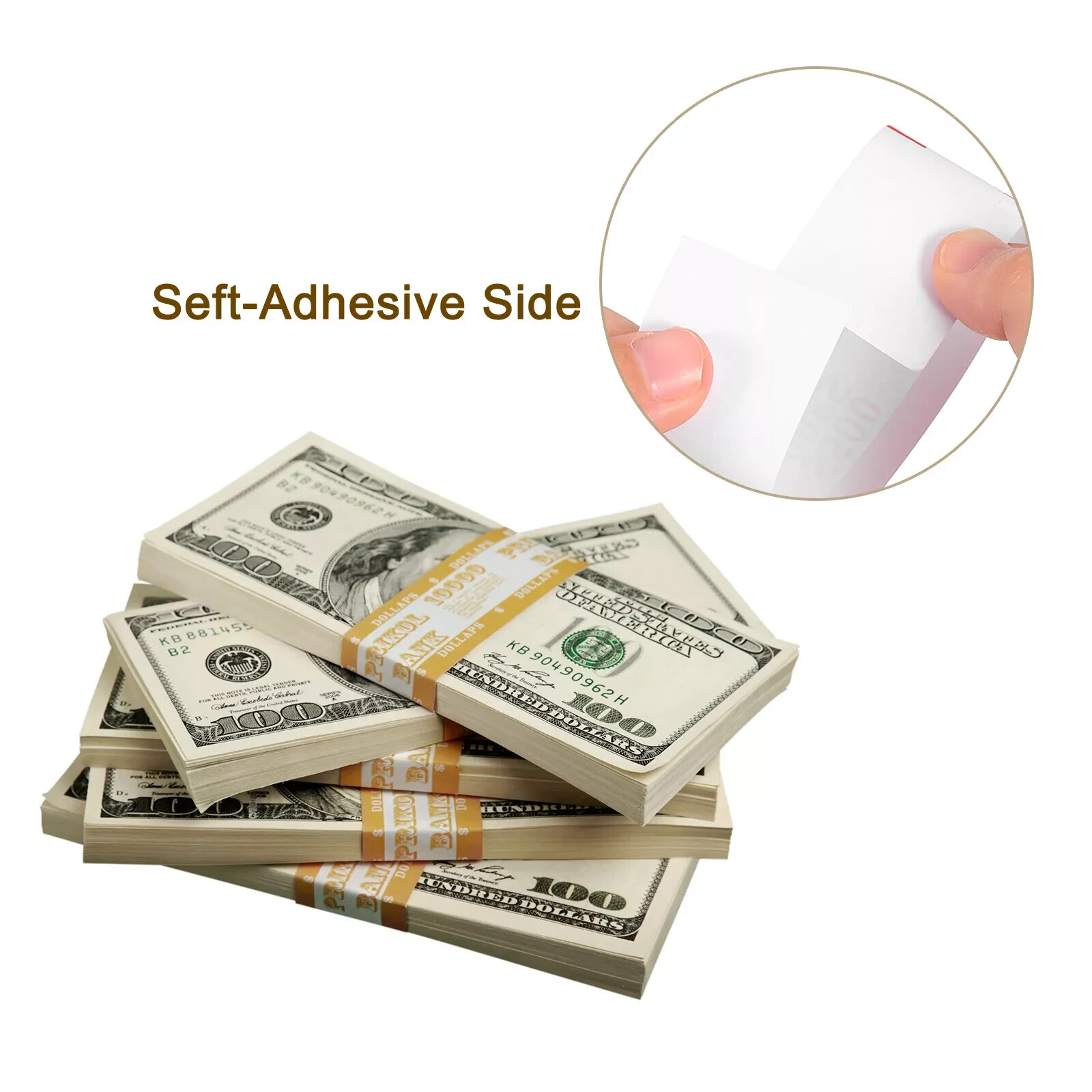 10 Self-Sealing Black Bill Straps Holds $25 Bill Wrappers Currency Bands