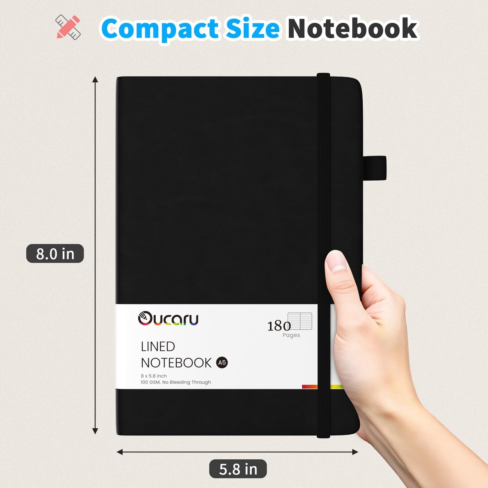 8 Pack Lined Journals A5, 180 Pages, Thick 100 GSM Paper, Notebooks for Writing,