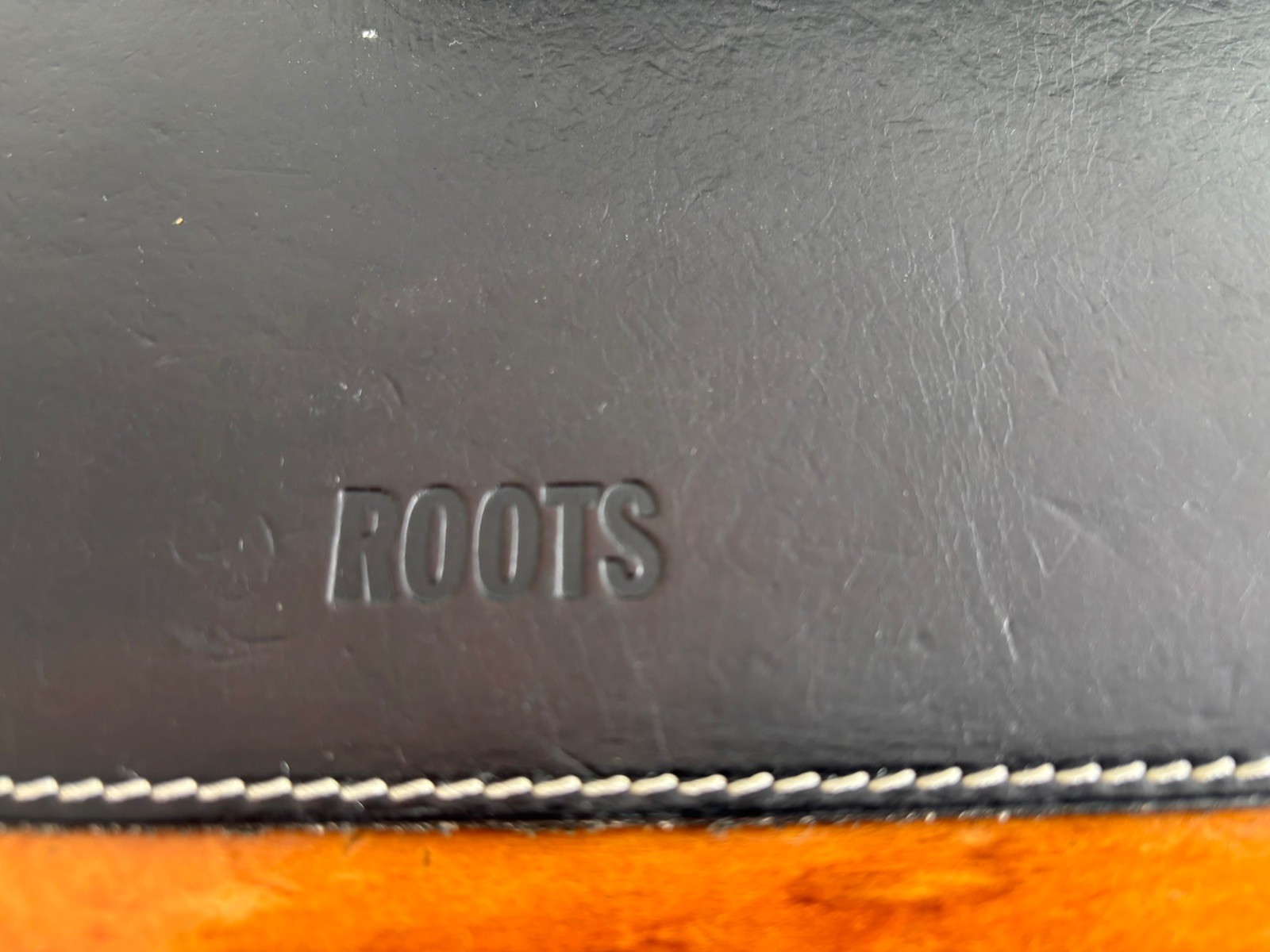 Vintage Desk Pad Blotter Black Leather Roots Canada 22 x 18