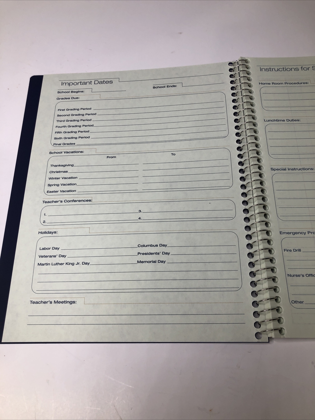 Mead Teachers Plan Book, 8 1/2in. x 11in. Blue