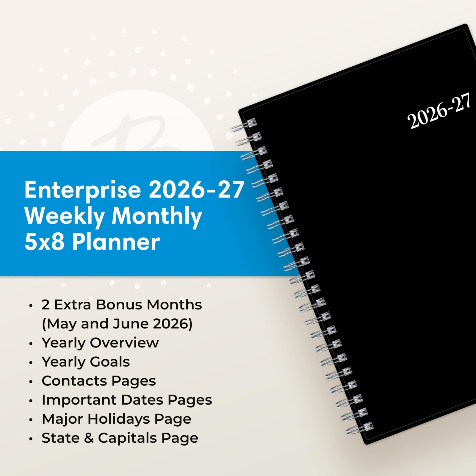 Blue Sky 2026-2027 Weekly and Monthly Academic 5″ x 8″, Enterprise- 2026/2027