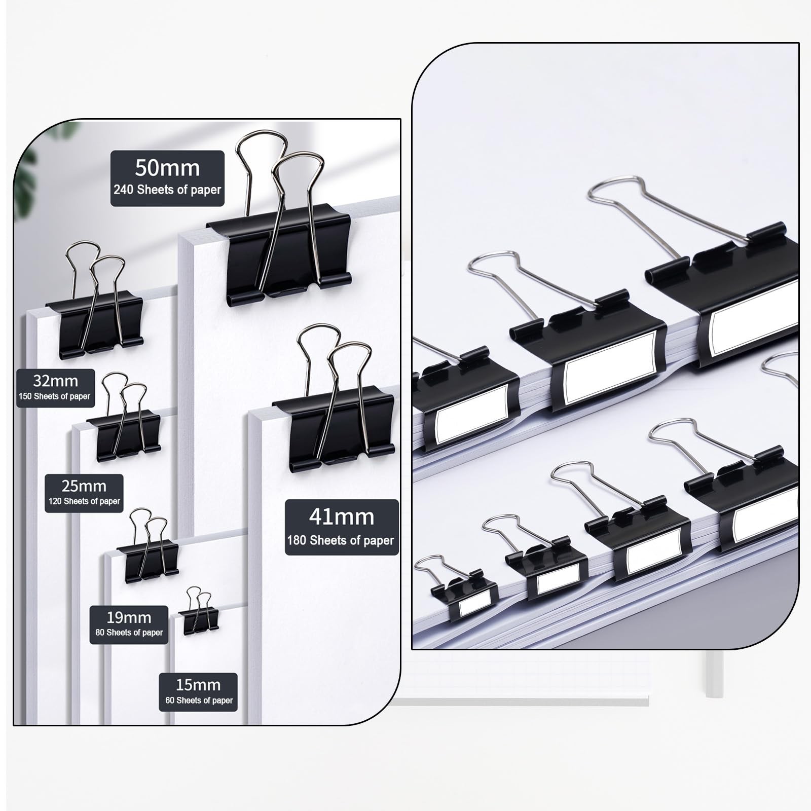 300 Pcs Binder Clips Assorted Sizes, 6 Sizes Jumbo, Large, Medium, Small, Min…