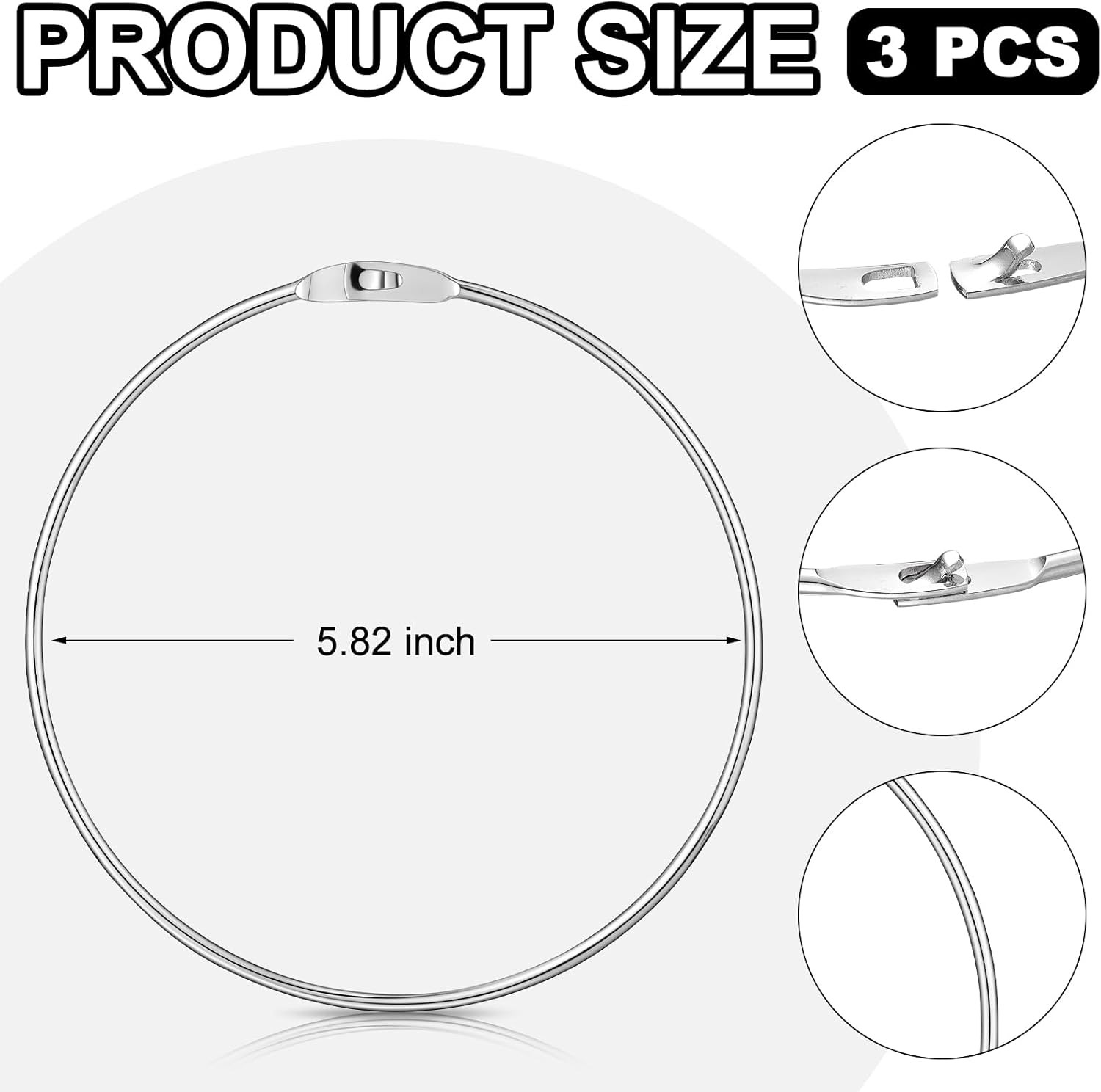3 Pack 6 Inch Metal Rings Wrench Organizer Easy to Open and Close Heavy Duty for