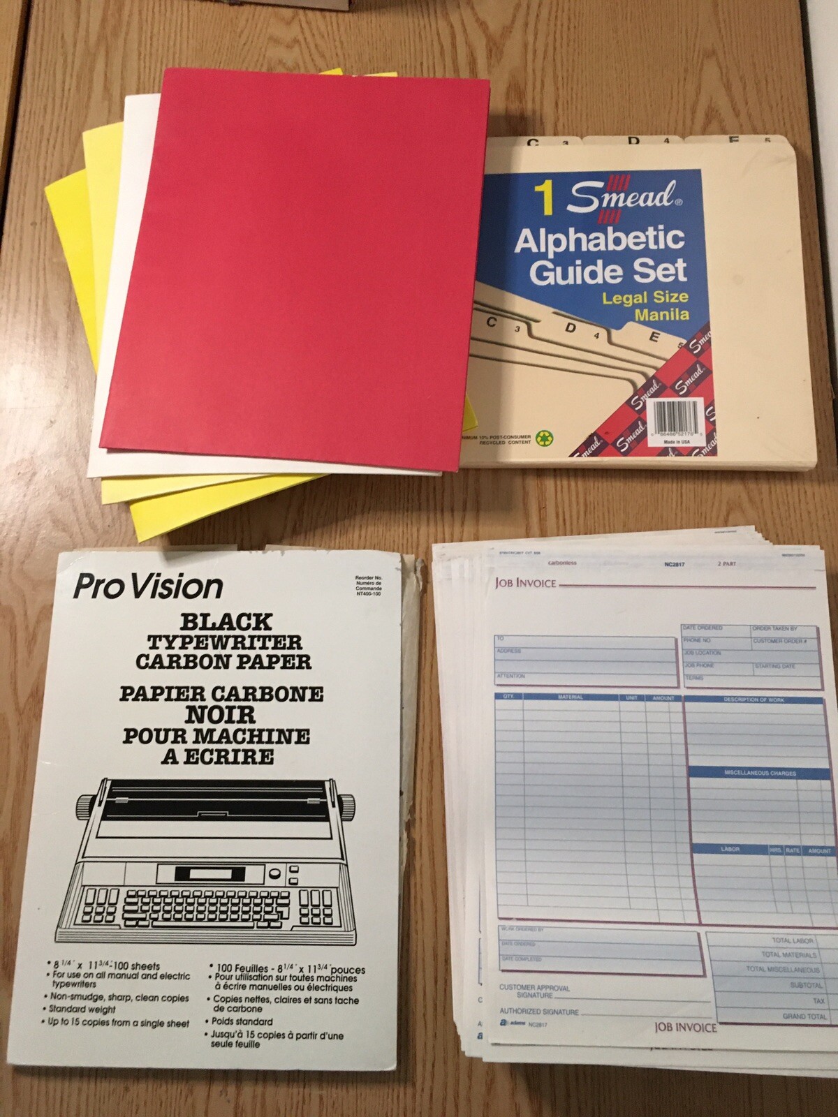 Bundle Of 81 Job Invoice Forms 2 Part Carbonless Free 20 File Folders Carbon Etc