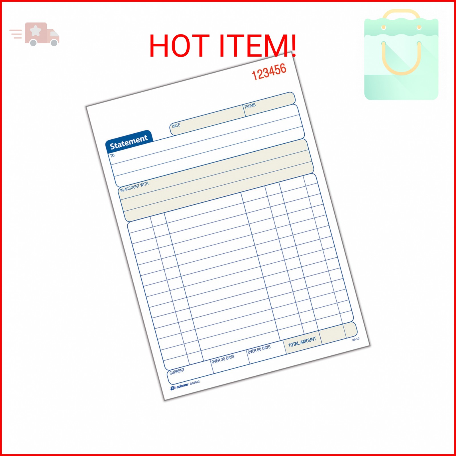 Tops Adams Statement Book, 2-Part Carbonless, White/Canary, 5-9/16 x 8-7/16 Inch