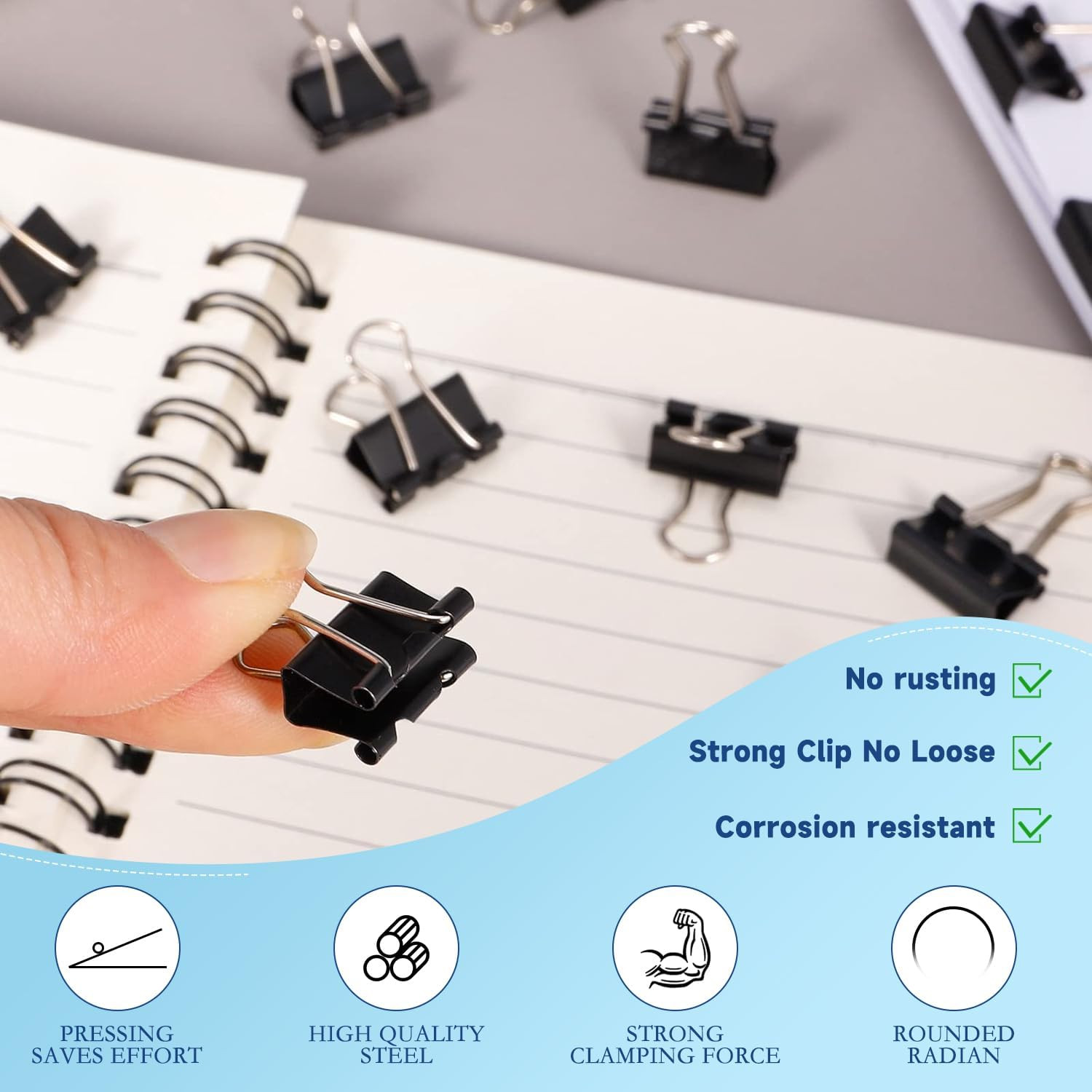 240 Pack Mini Binder Clips, Black Binder Clips, Small Paper Clips 15Mm 5/8 Inch.