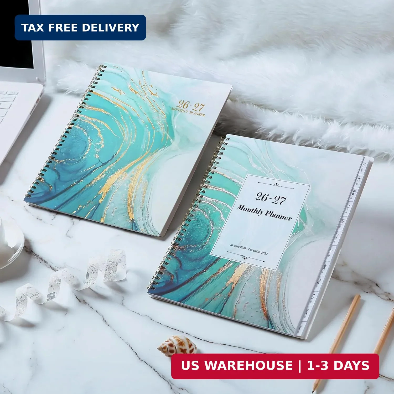 2026-2027 Monthly Planner – Jan. 2026 to Dec. 2027, 9″ x 11″, Spiral Bound With