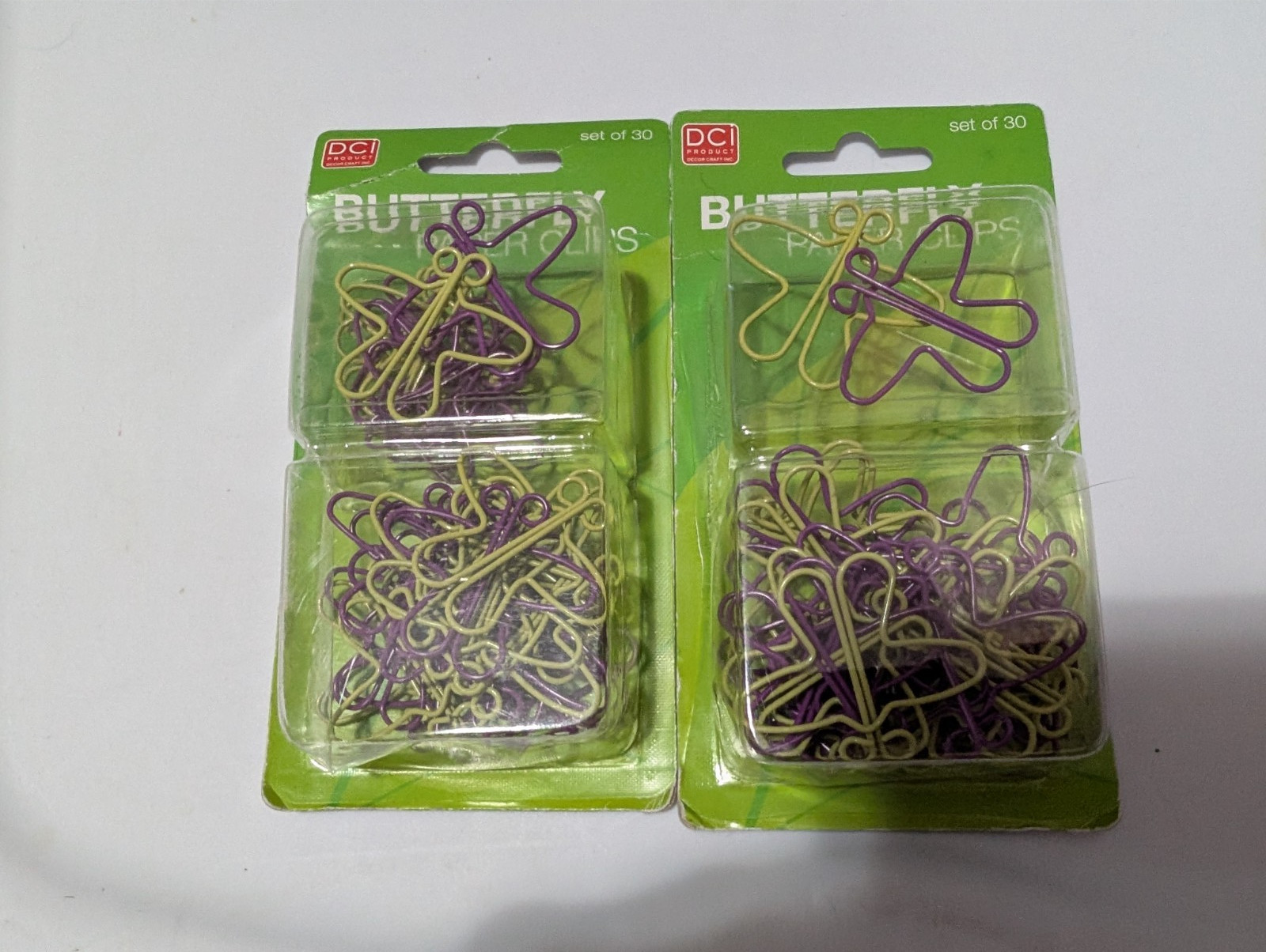 DCI Butterfly Paper Clips 2 Packages Purple & Green 60 Count Total