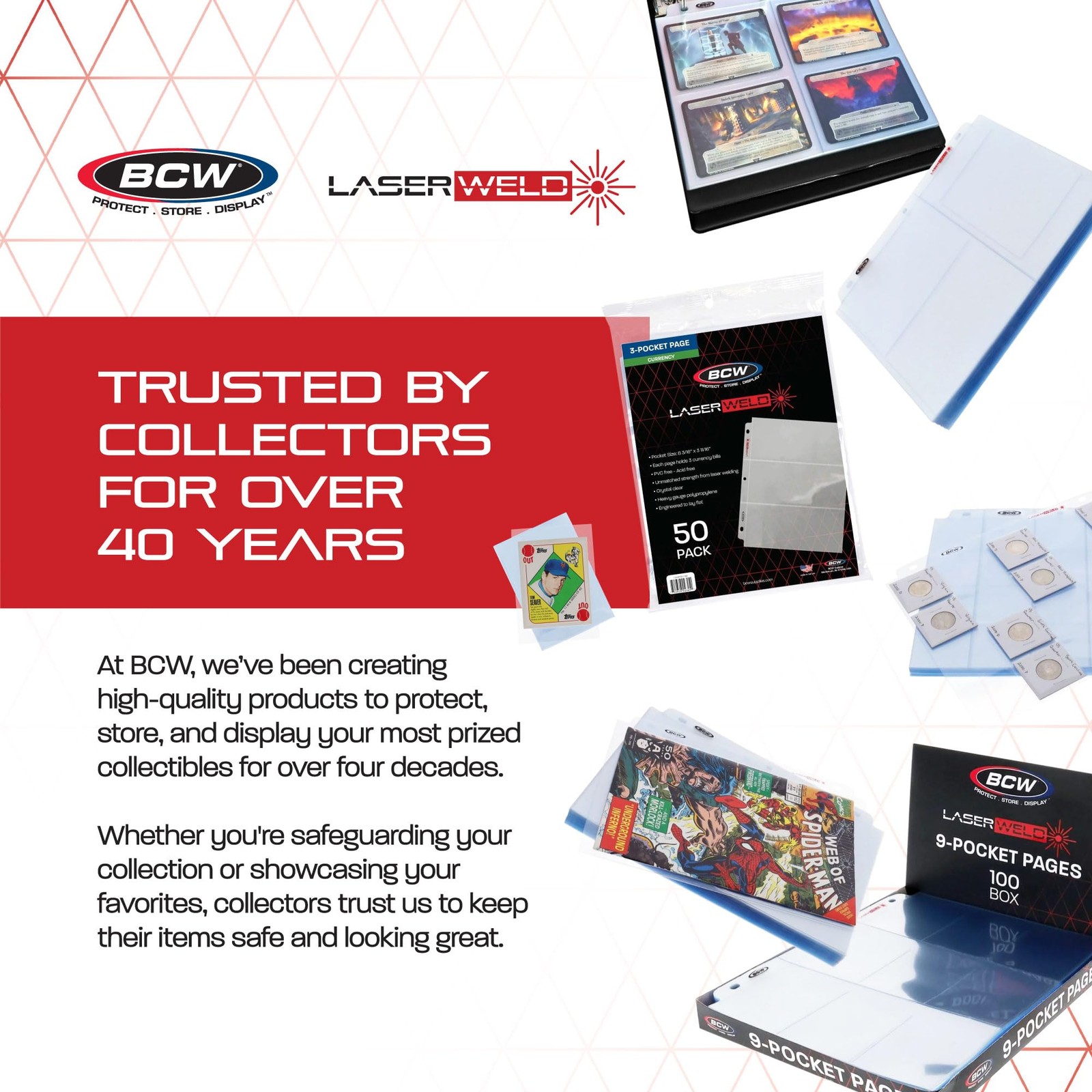 LaserWeld® 1 Pocket Document Page | 50 Pack of 8.5 x 11 Clear Plastic Sleeves…