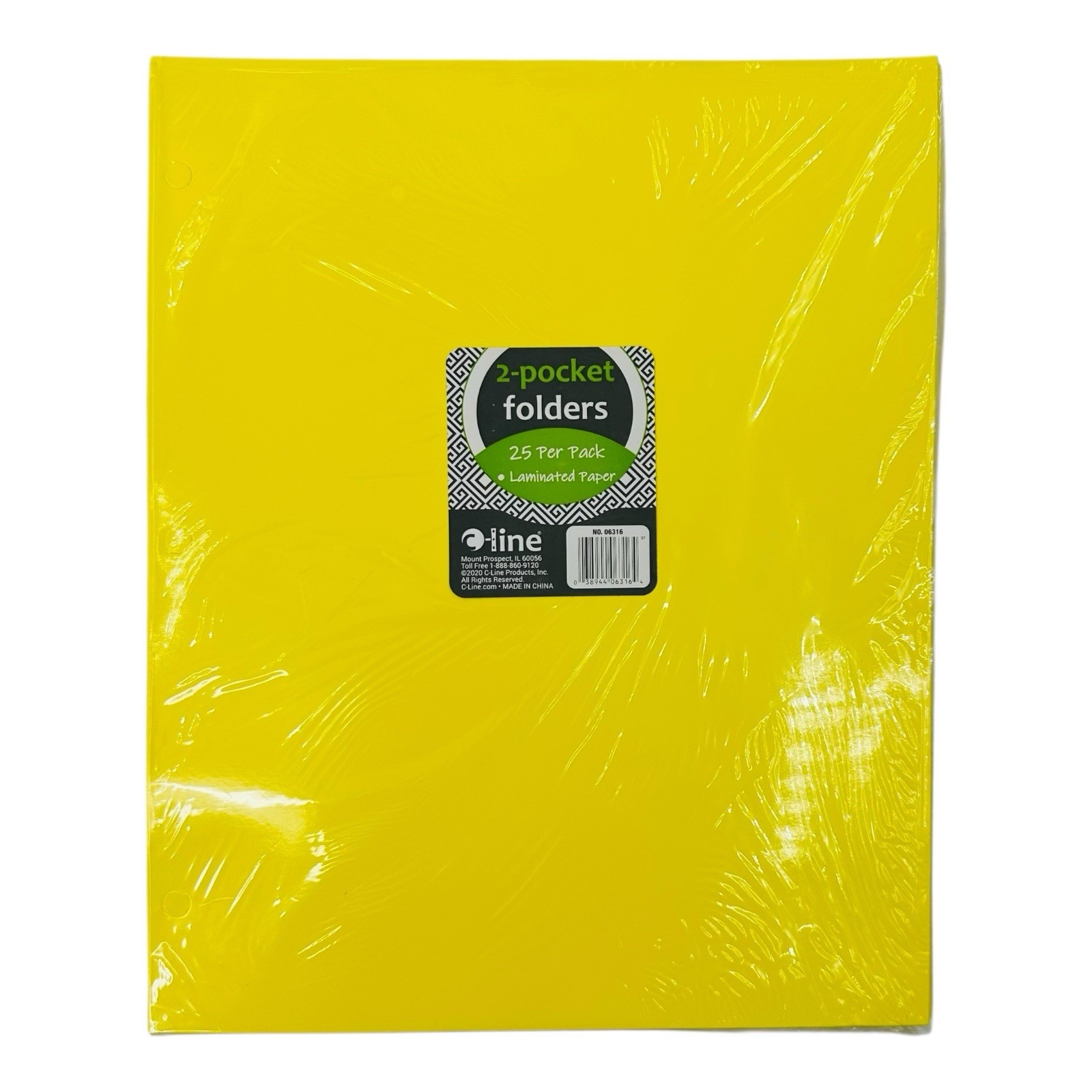 48 Folders C-Line Yellow 2 Pocket Folders Laminated Paper Letter Size 3 Hole