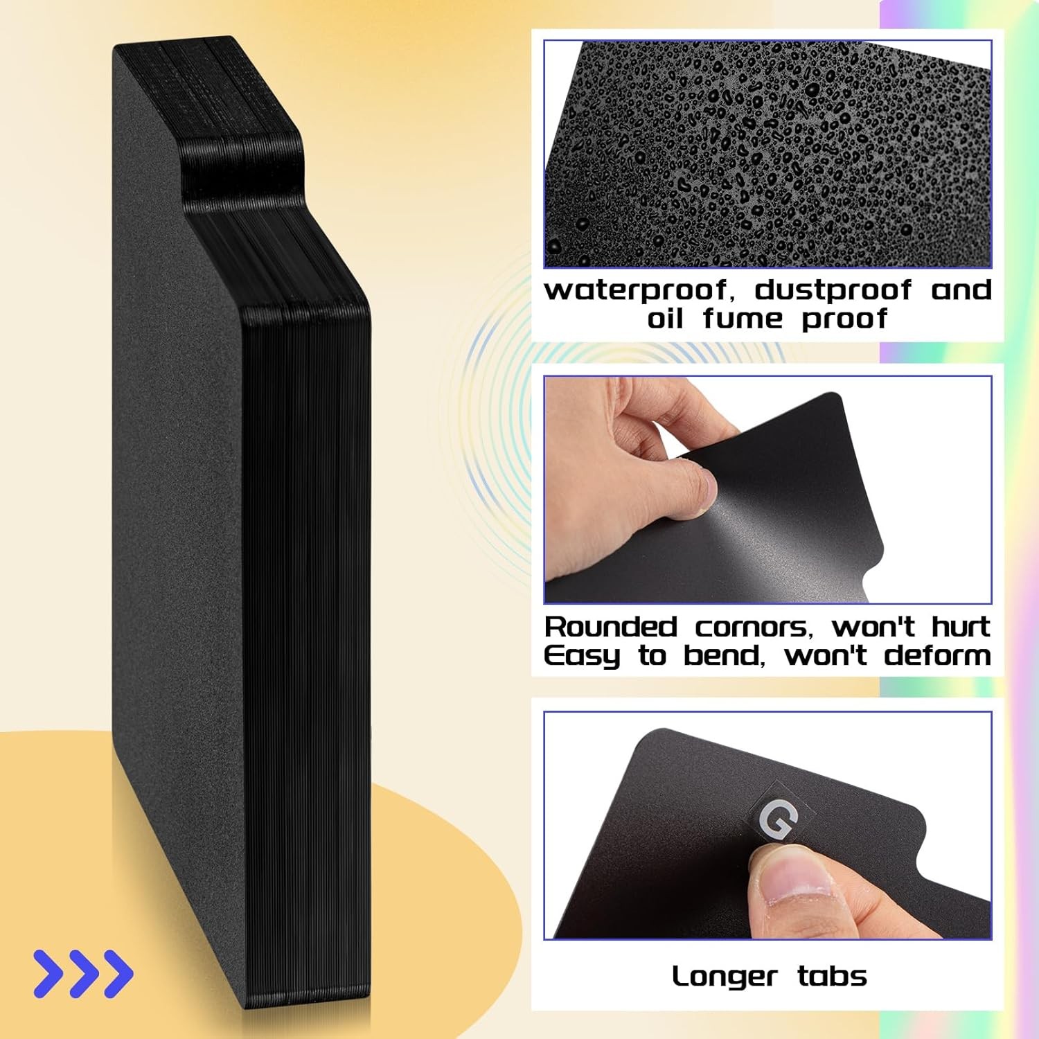 26 Pcs CD DVD Dividers with Tabs, Black Vinyl, 5×5.5 Inch Polypropylene Storage