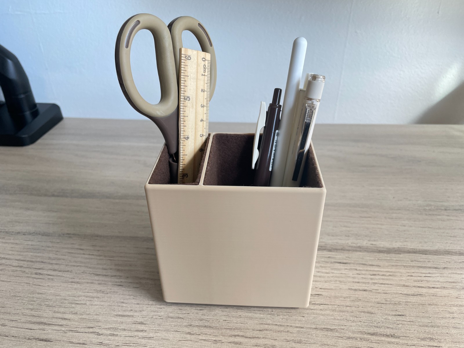 2 Compartment Large Pencil Holder Minimalist Desk Organizer (Read Desc) – Beige