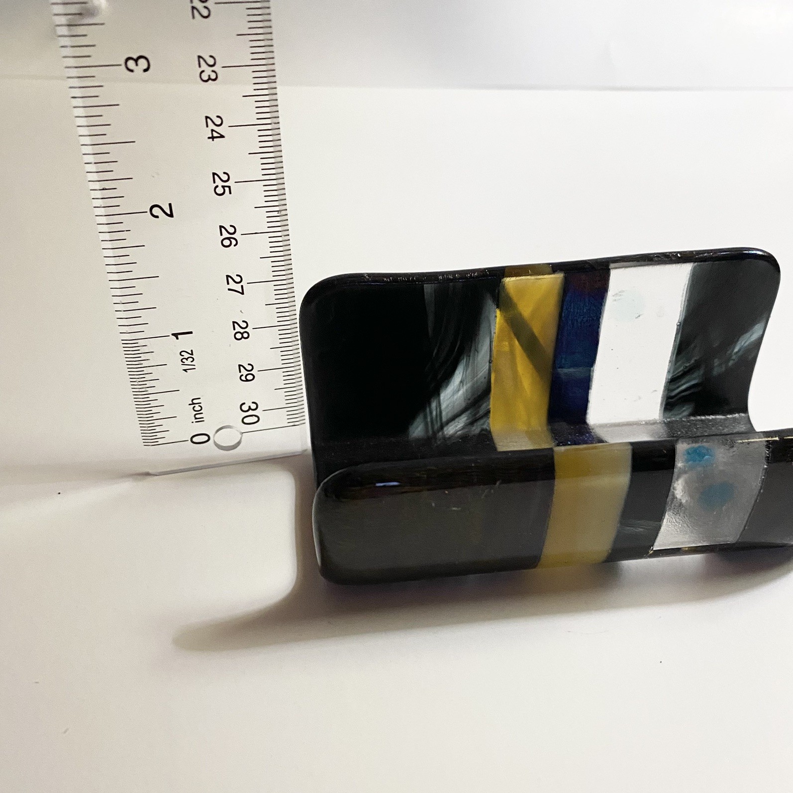 Fused Glass Dichroic Multicolored Business Card Holder Artist Signed