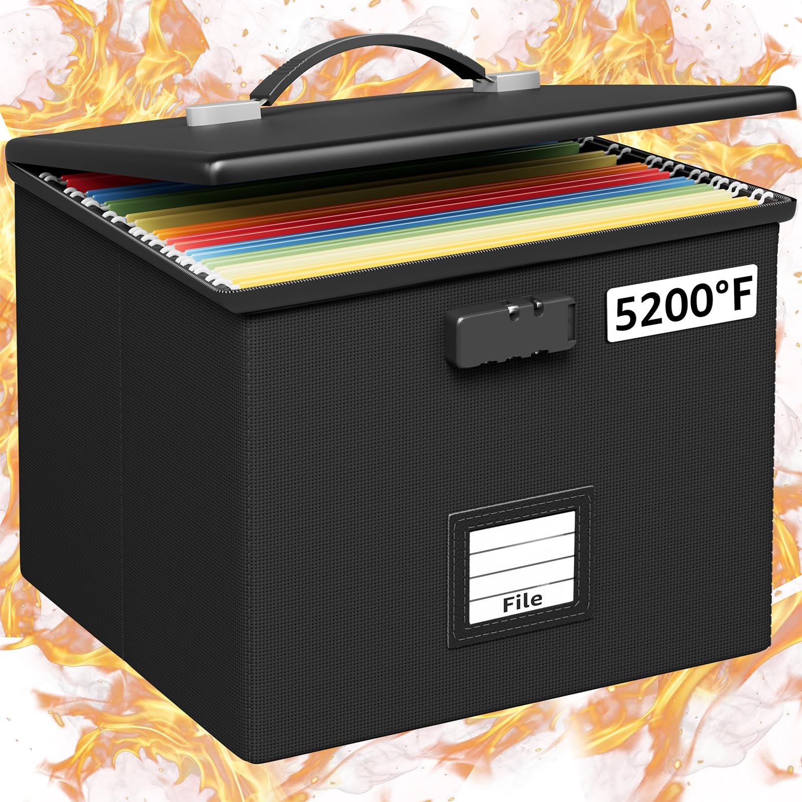 Fireproof Document Storage Box Portable Waterproof File Organizer with Handle