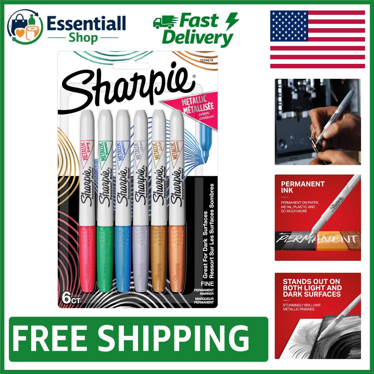 6 Fine Tip Metallic Markers in Vibrant Colors – Perfect for Crafts & Projects