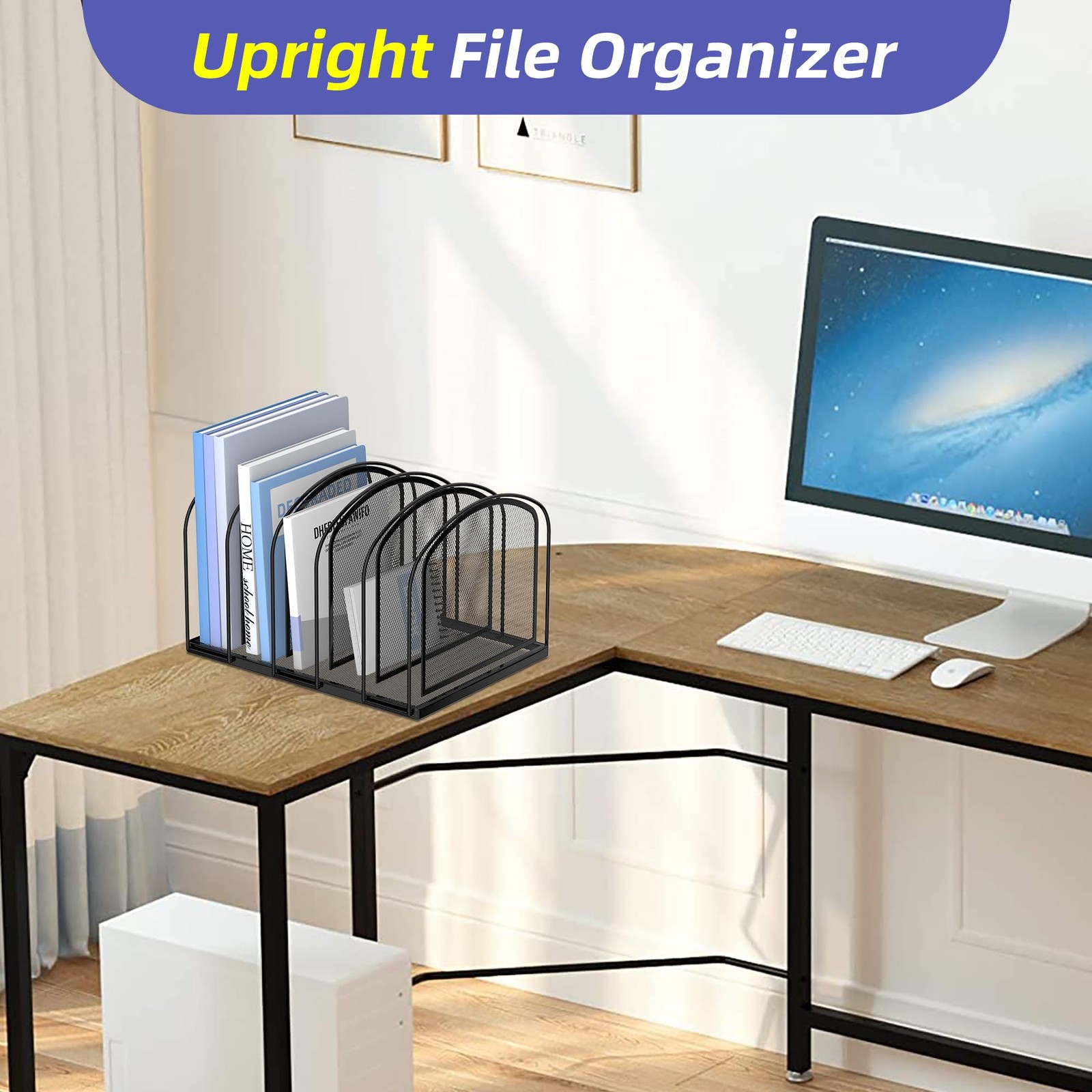 File Organizer for Desk 5-Section Mesh Vertical Holder Desktop Sorter Folder USA