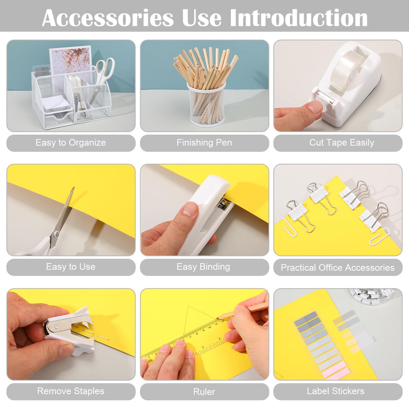 11 in 1 Desk Organizers and Accessories – White Office Supplies – Includes White