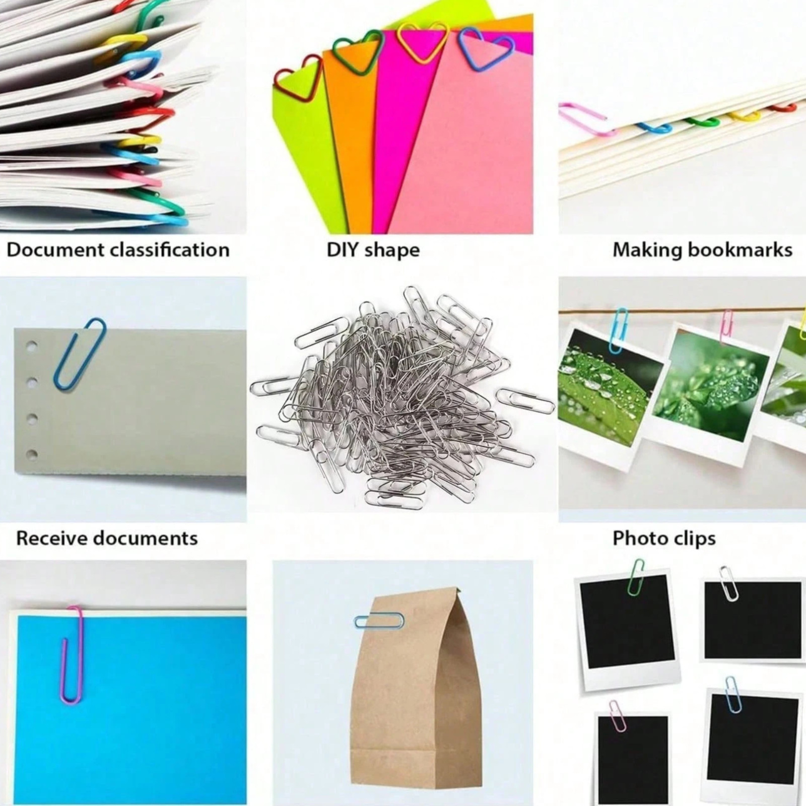 100pcs Stainless Steel Silver Paper Clips Back to School Accessory School Supply