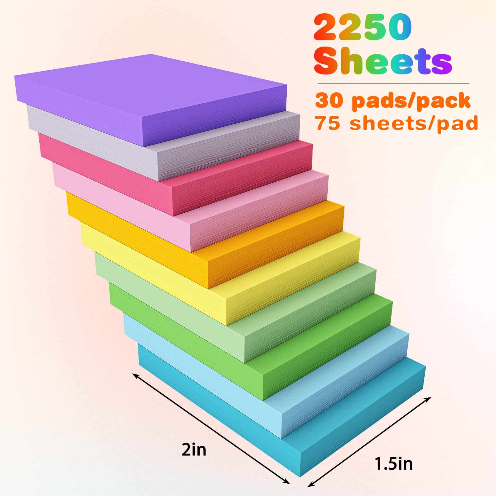 EOOUT Sticky Notes1.5×2 Inches 30 Pack Bright Colors Self-Stick Pads Super Ad…