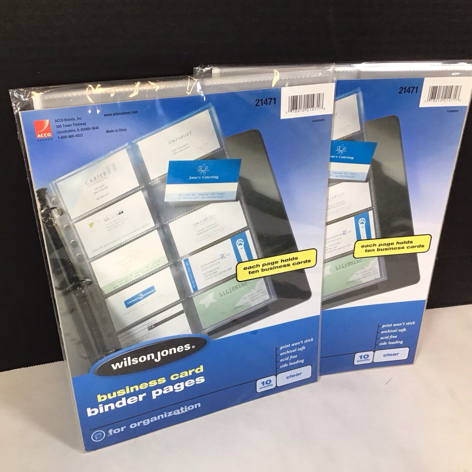 Wilson Jones Business Card Binder Pages 8.5 x 11 Inches 9 Pk & 10 Pack 190 Cards