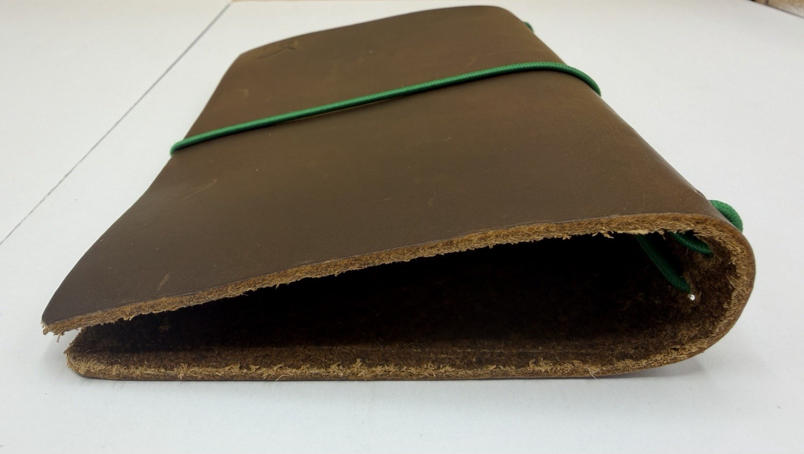 Sojourner Field Notes Pocket Traveler’s Notebook Brown Leather Green Elastic