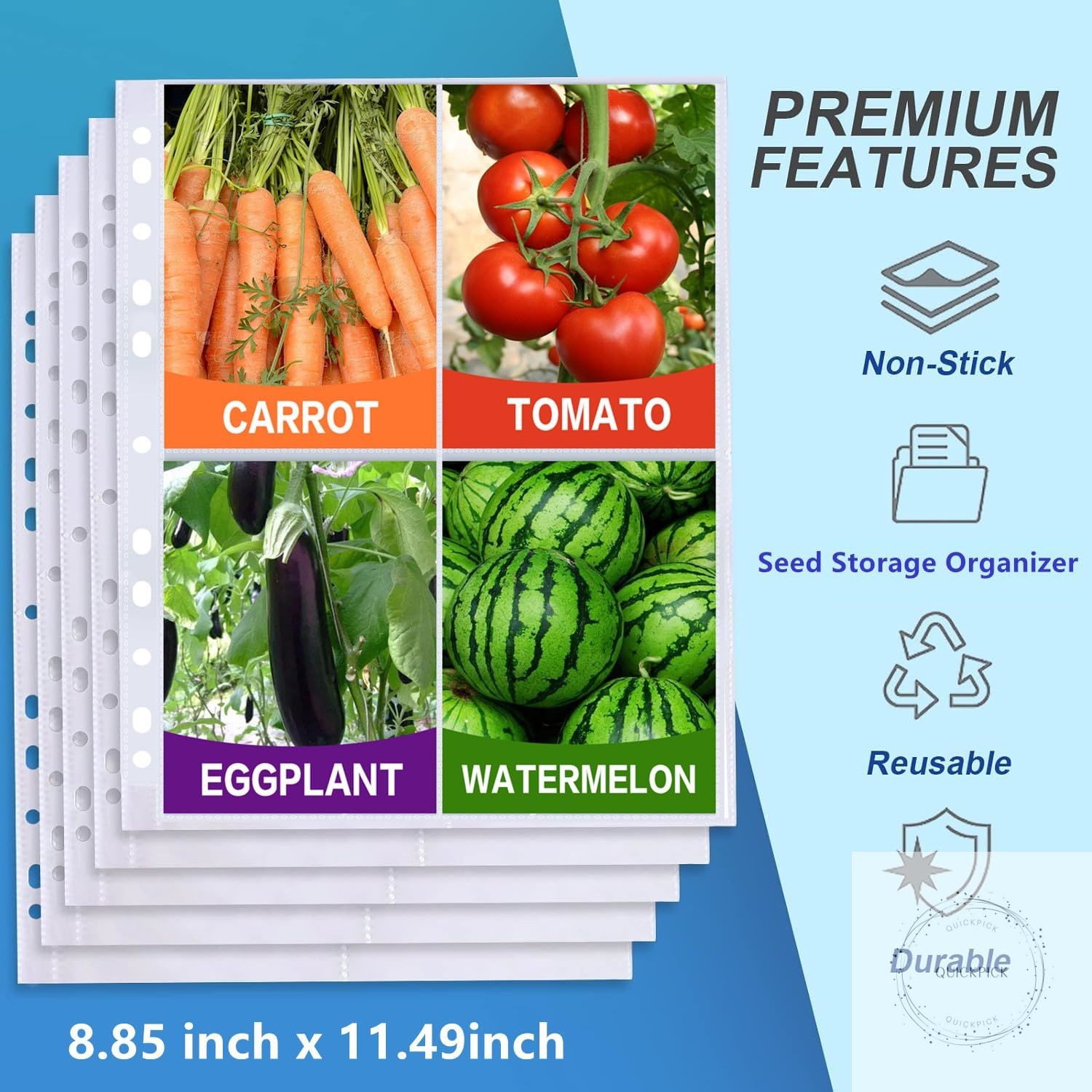 50 Pack 3.5×5” Seed Storage Sleeves, 400 Pockets Garden Seeds Storage Organizer