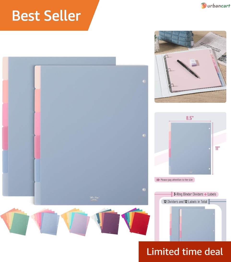 Plastic Binder Dividers – 12 Pack with Tabs for Organized Filing
