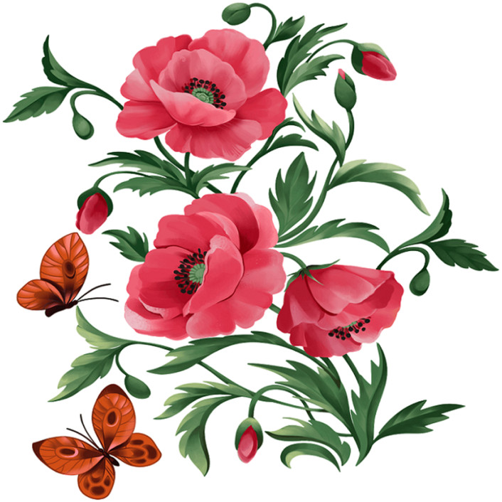 30 Custom Poppies & Butterflies Personalized Address Labels