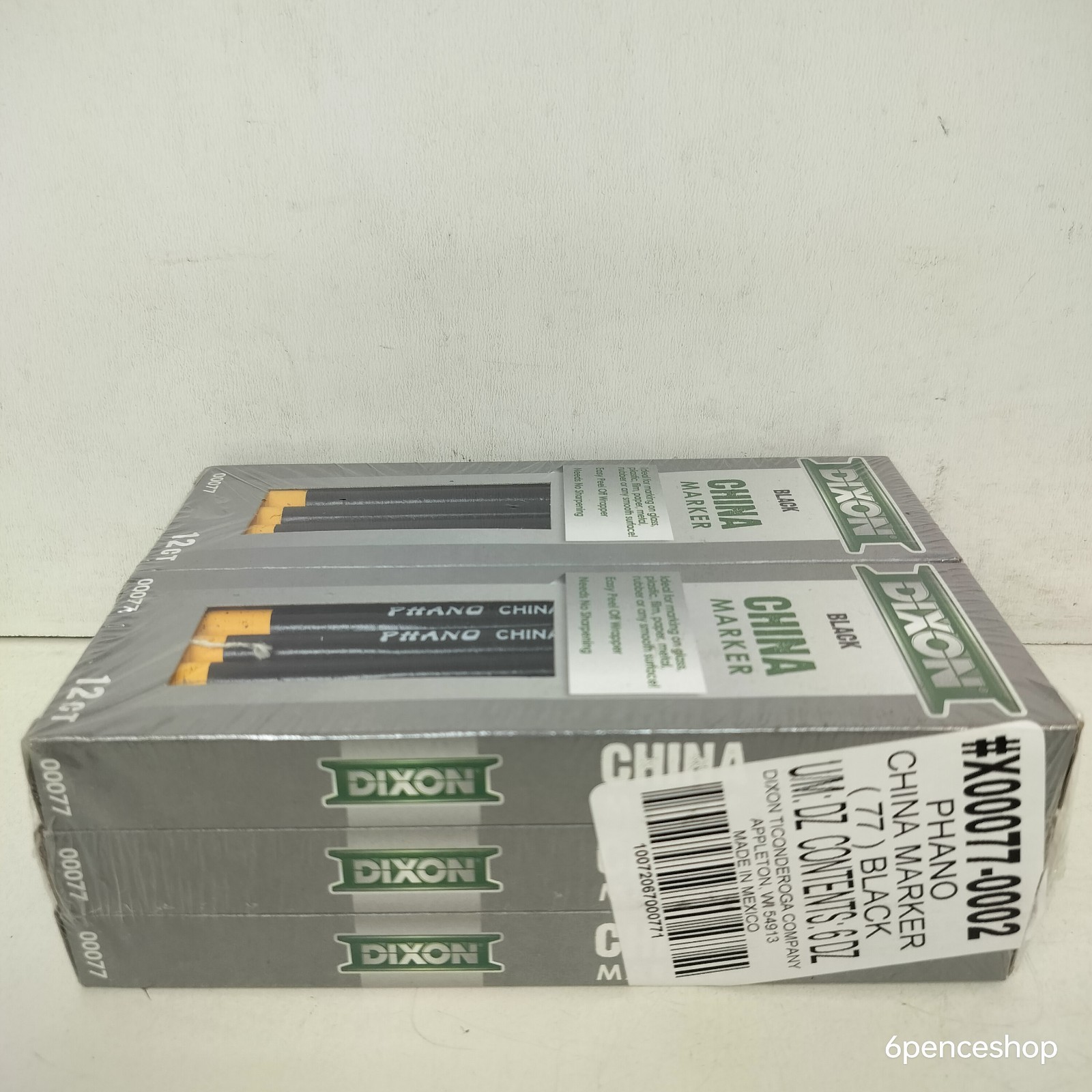 Lot of 6| Dixon 00077 Phano China Markers Black Pack of 12