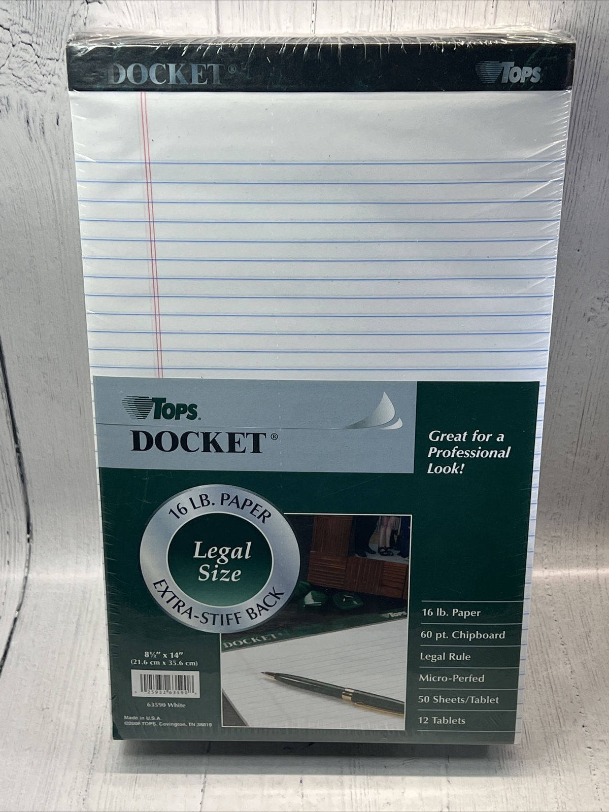 Tops Ruled Perforated Pads, Legal, White, 12 50-Sheet Pads per Pack (TOP63590)