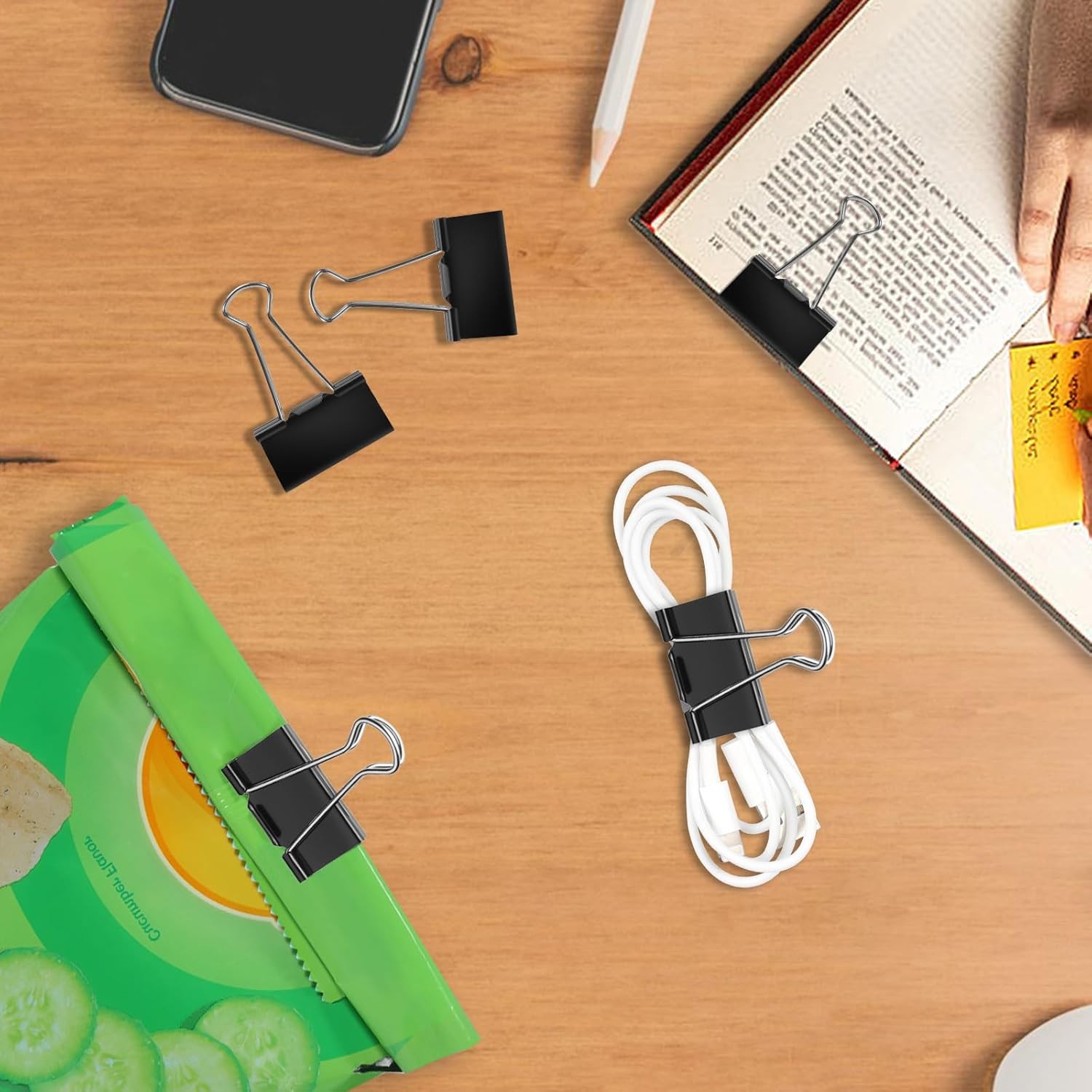 Medium Binder Clips 1.25 inch Length, (40 Pcs) Medium Paper Clips for Office