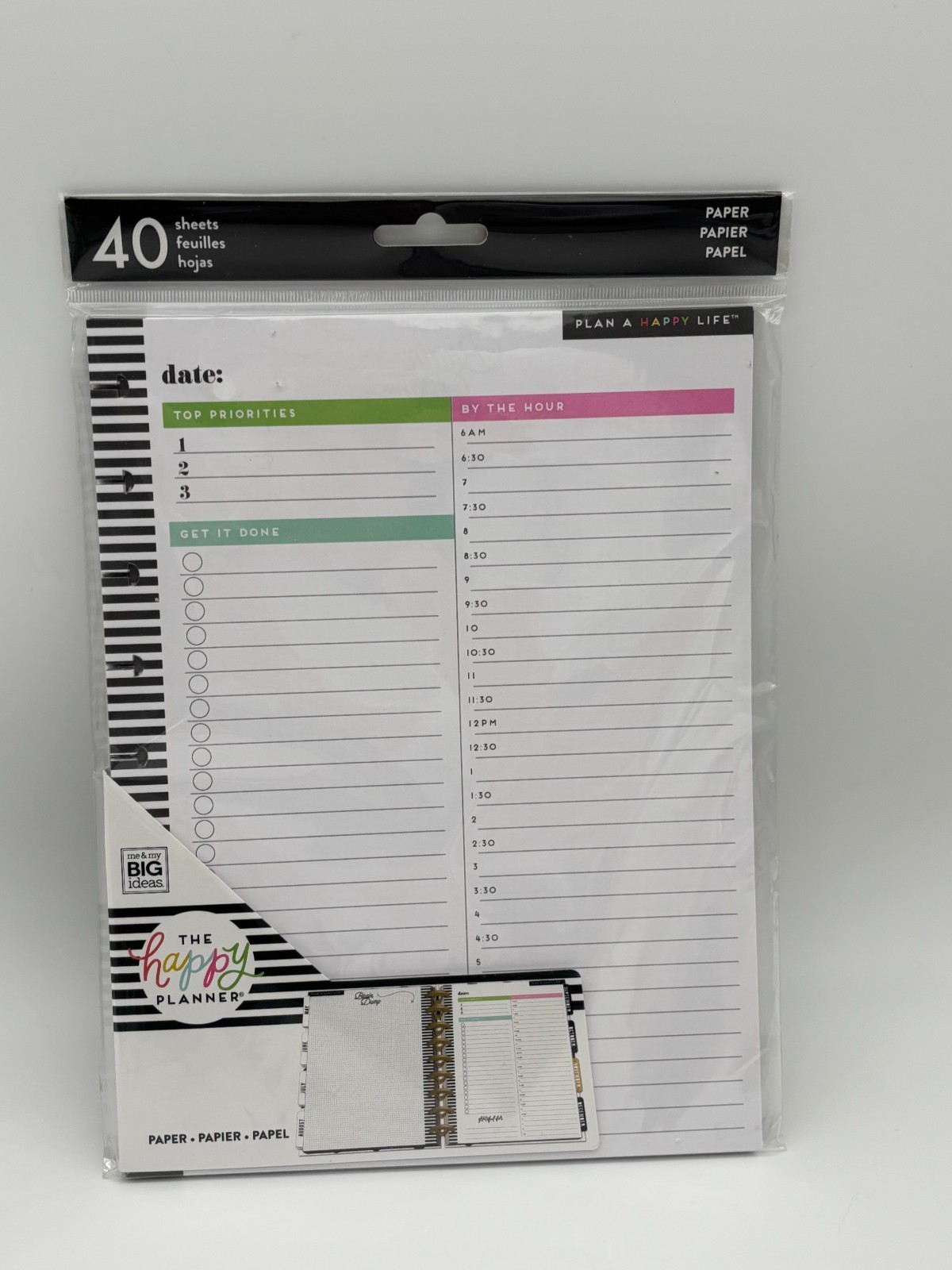 New The Happy Planner 40 Sheets Daily Planner Paper Pages To Do Hourly List