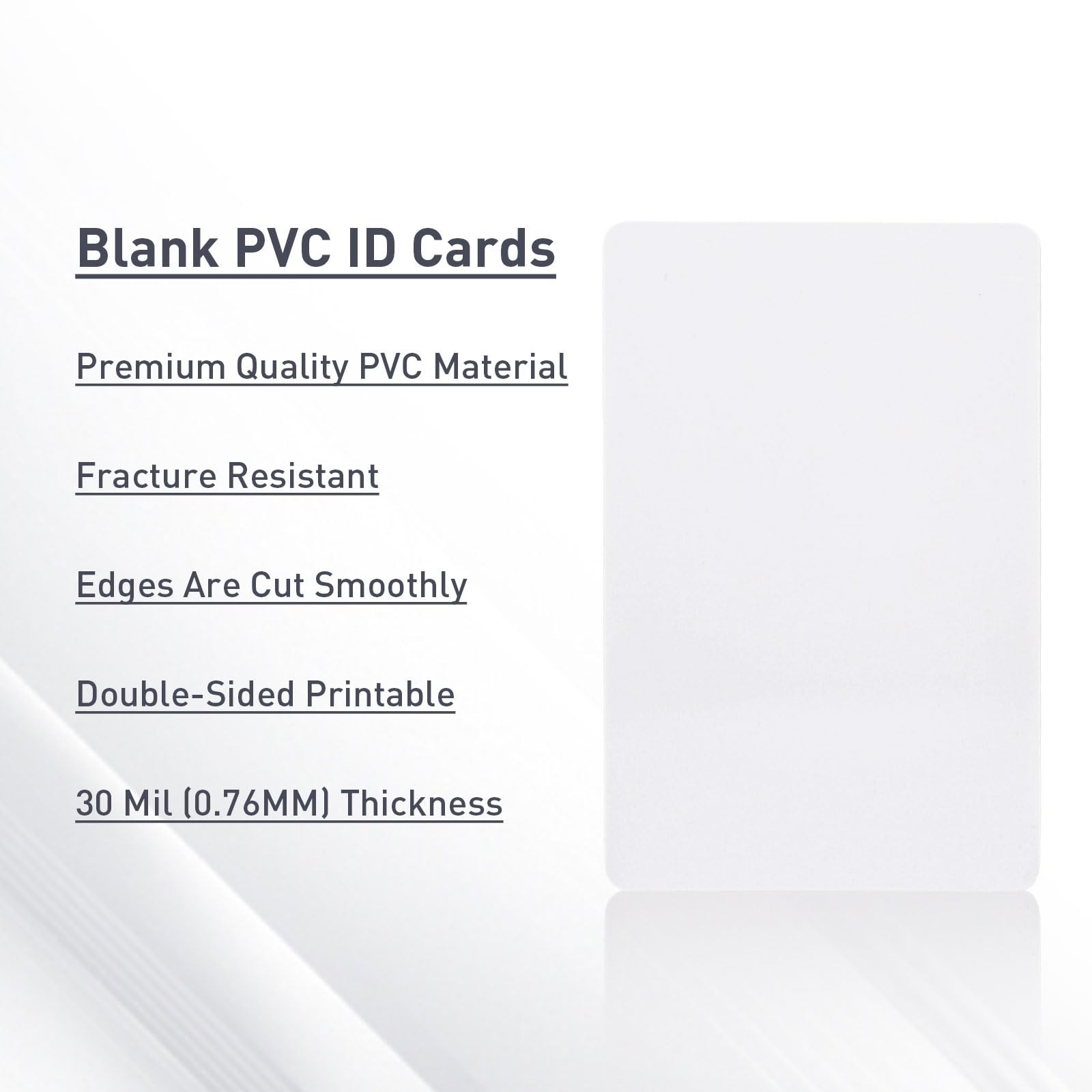 100 Pack Premium Blank PVC Cards CR80 30 Mil Graphic White Plastic ID Badge