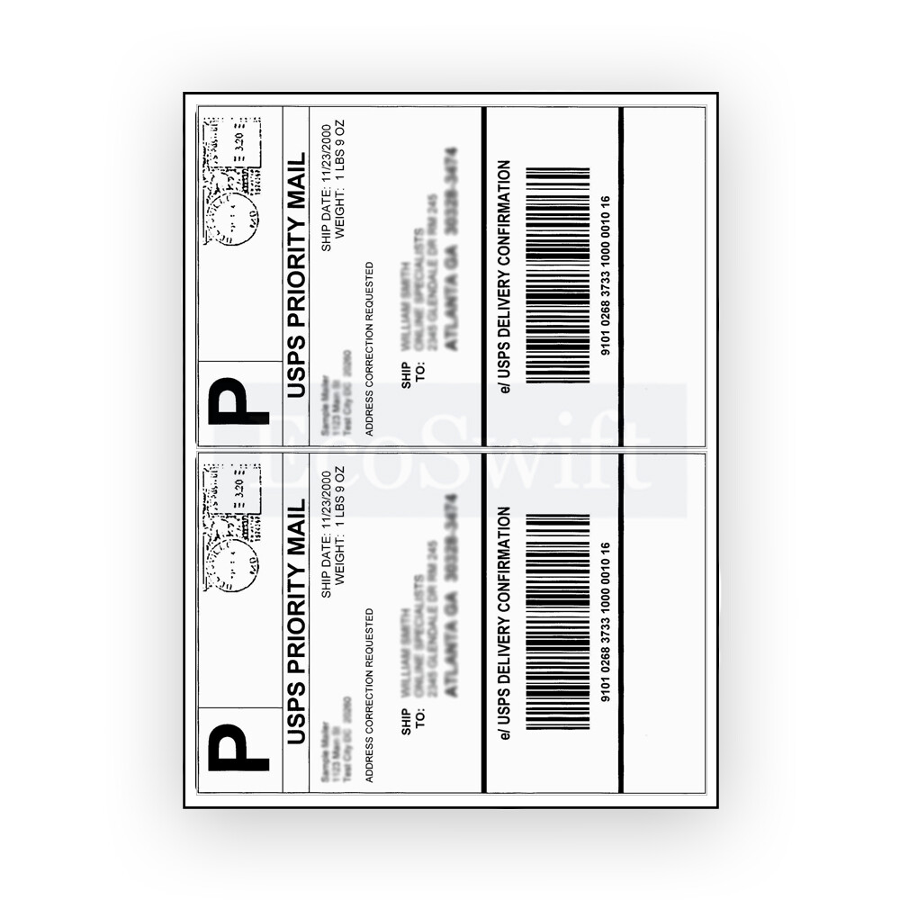 (10) 8.5 x 5.5 XL EcoSwift Shipping Half-Sheet Self-Adhesive eBay PayPal Labels