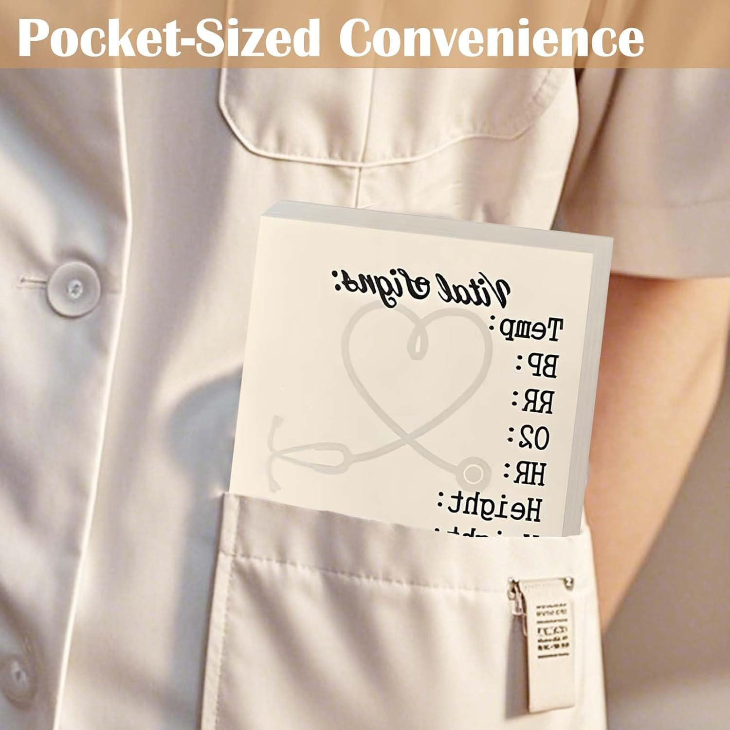 Nurse Vital Signs Sticky Notes – Pocket Health Monitoring Notepad, 2 Pack