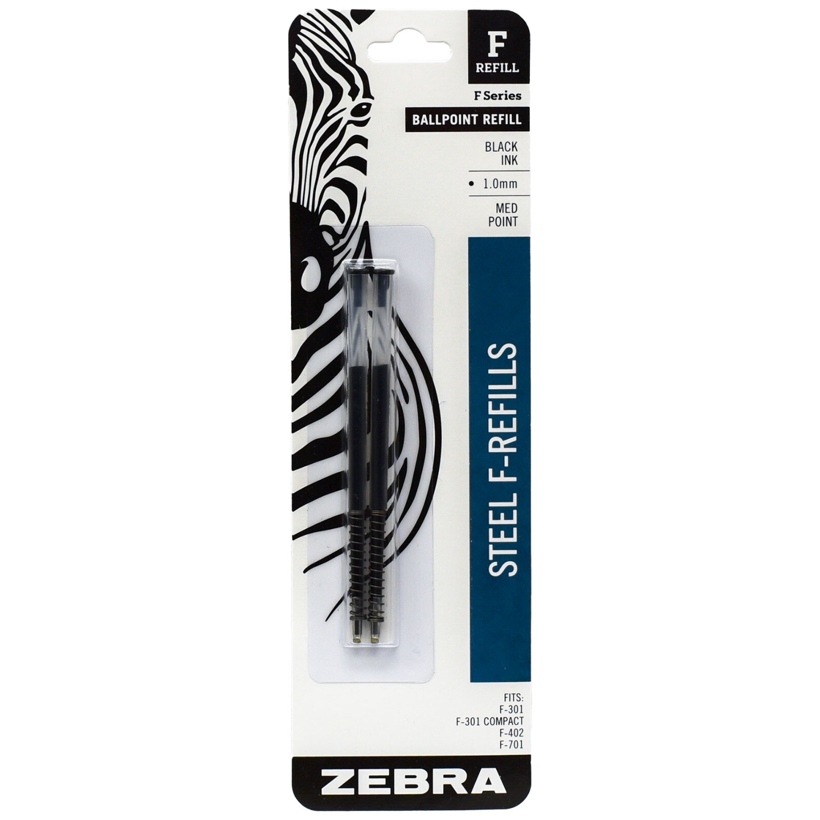 Zebra F-301 Pens With Refills, Black Ink, 1.0 mm Medium Point, 7 Piece Set