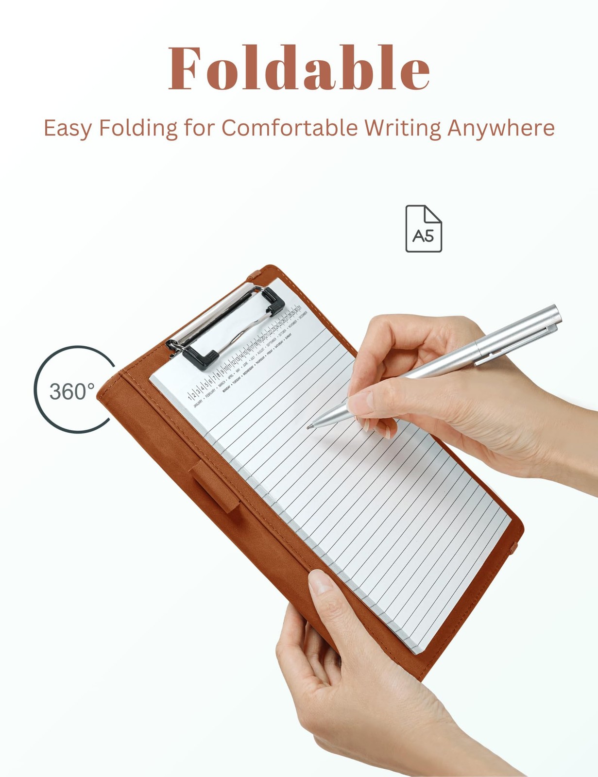 Small Padfolio Clipboard Folder for 5×8 Inch Writing Pads, Compact A5 Portfol…