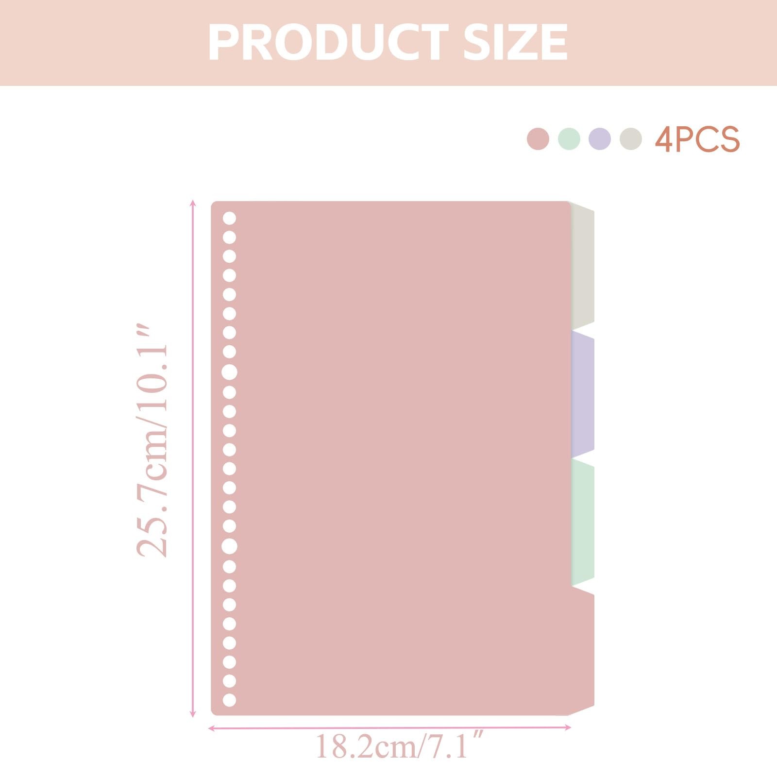 1 Set B5 Plastic Dividers,Index Dividers with 26 Hole Punch,4 Color Tab Divid…