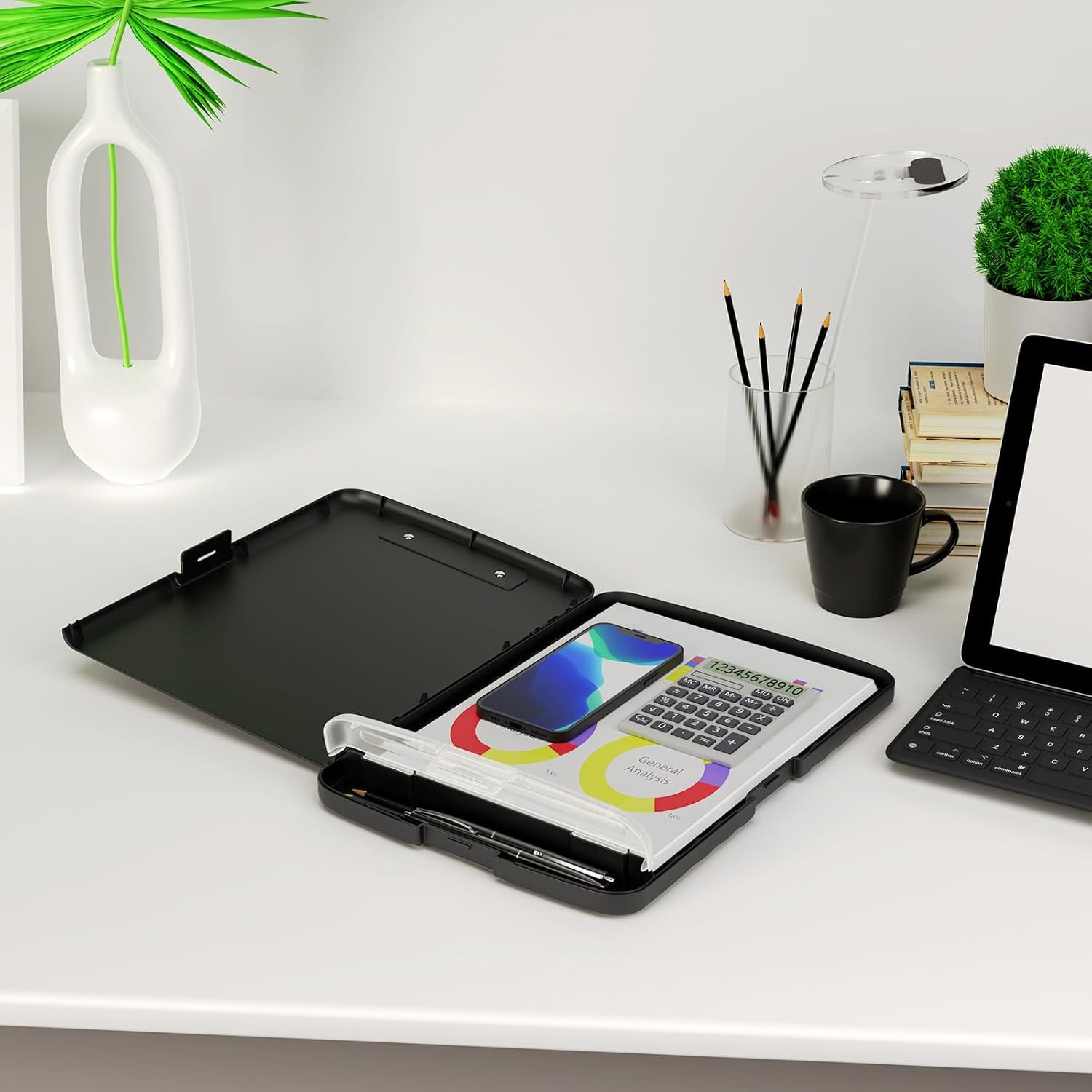 Clipboard with Storage, 8.5 X 11 Organization Box with Pen Holder and A4 Legal P