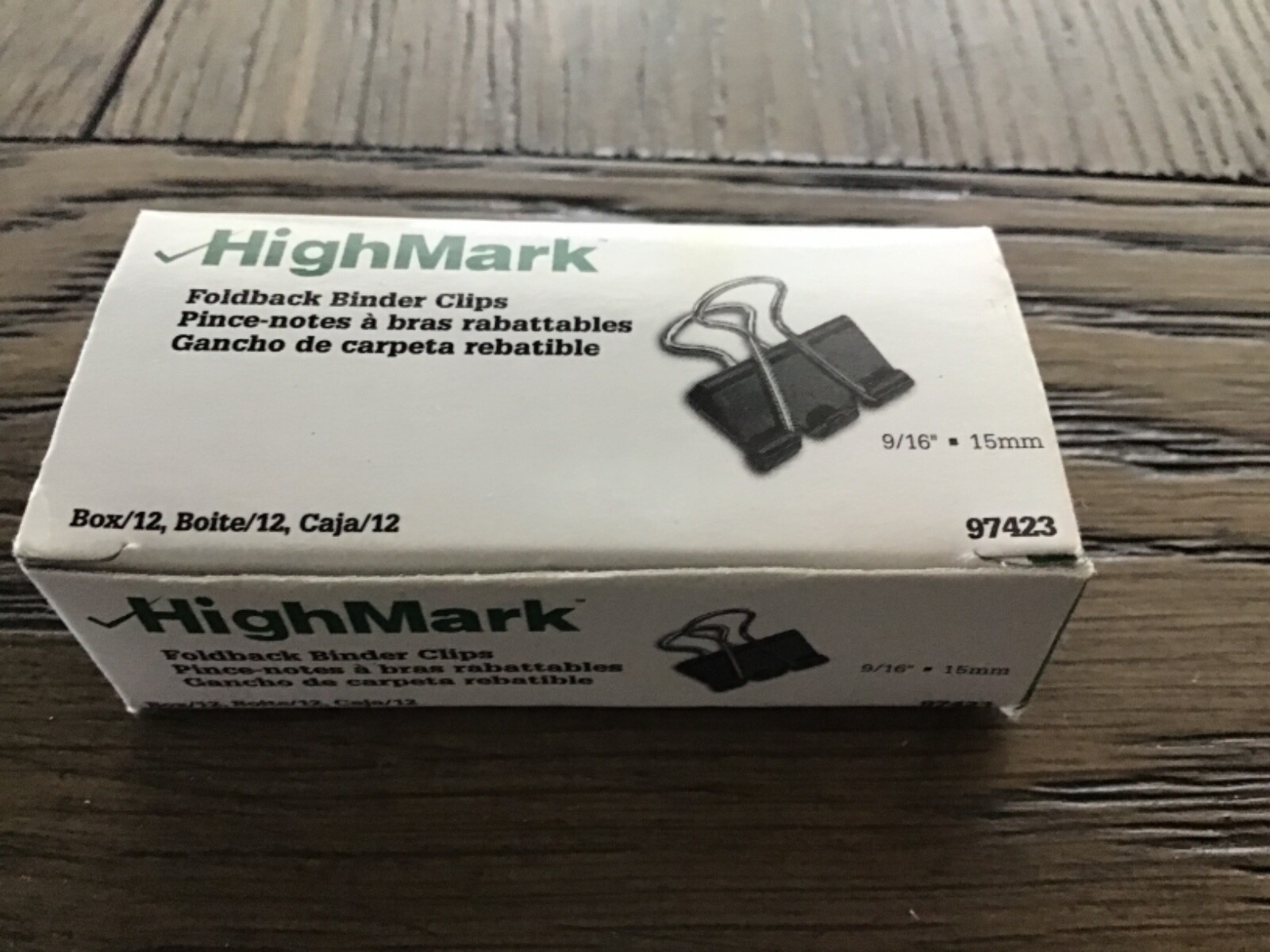 HighMark Foldback Binder Clips 9/16” – 1 Box of 12 Clips