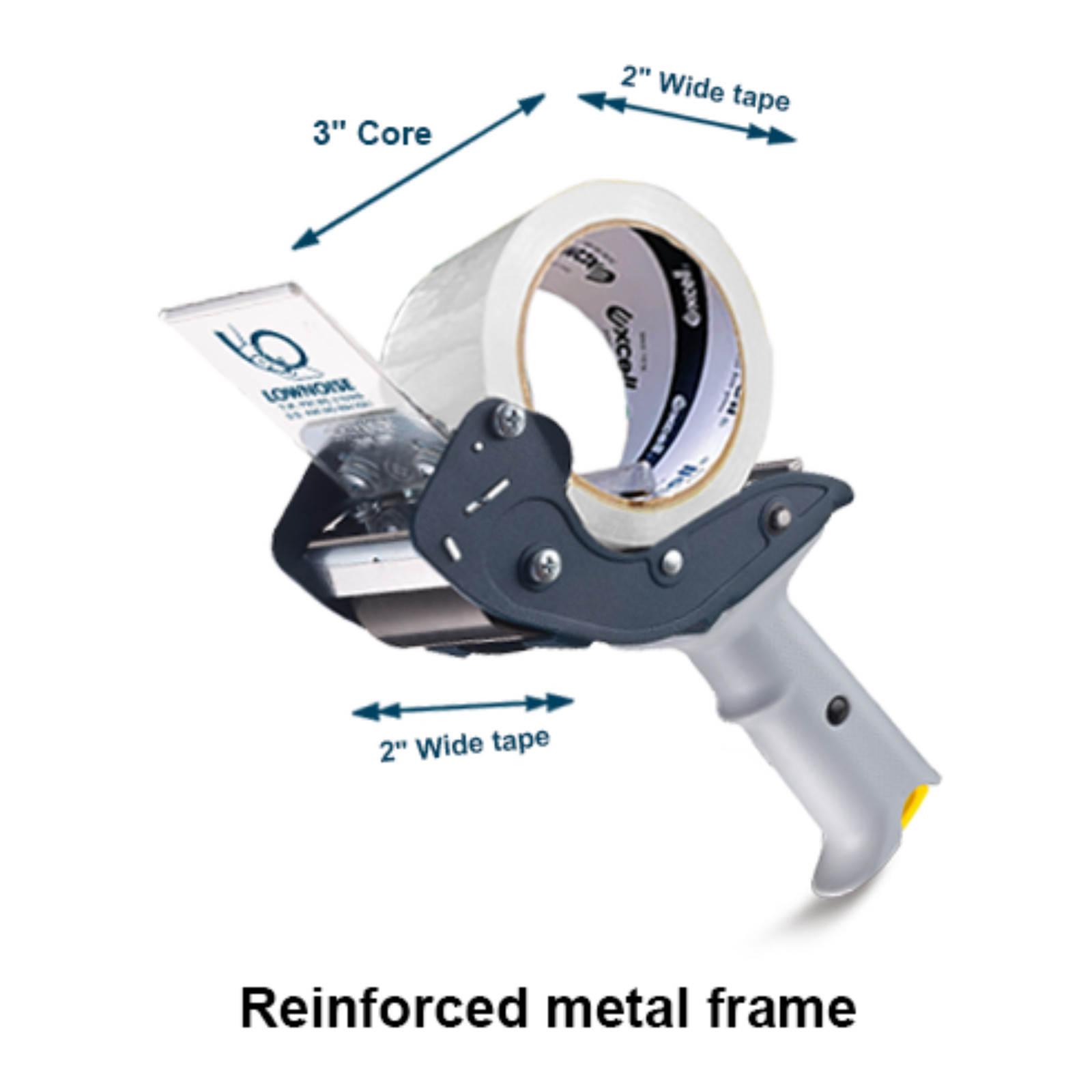 Excell LowNoise Carton Sealing Tape Dispenser & Utility Knife (RSK-82891): 2 in.