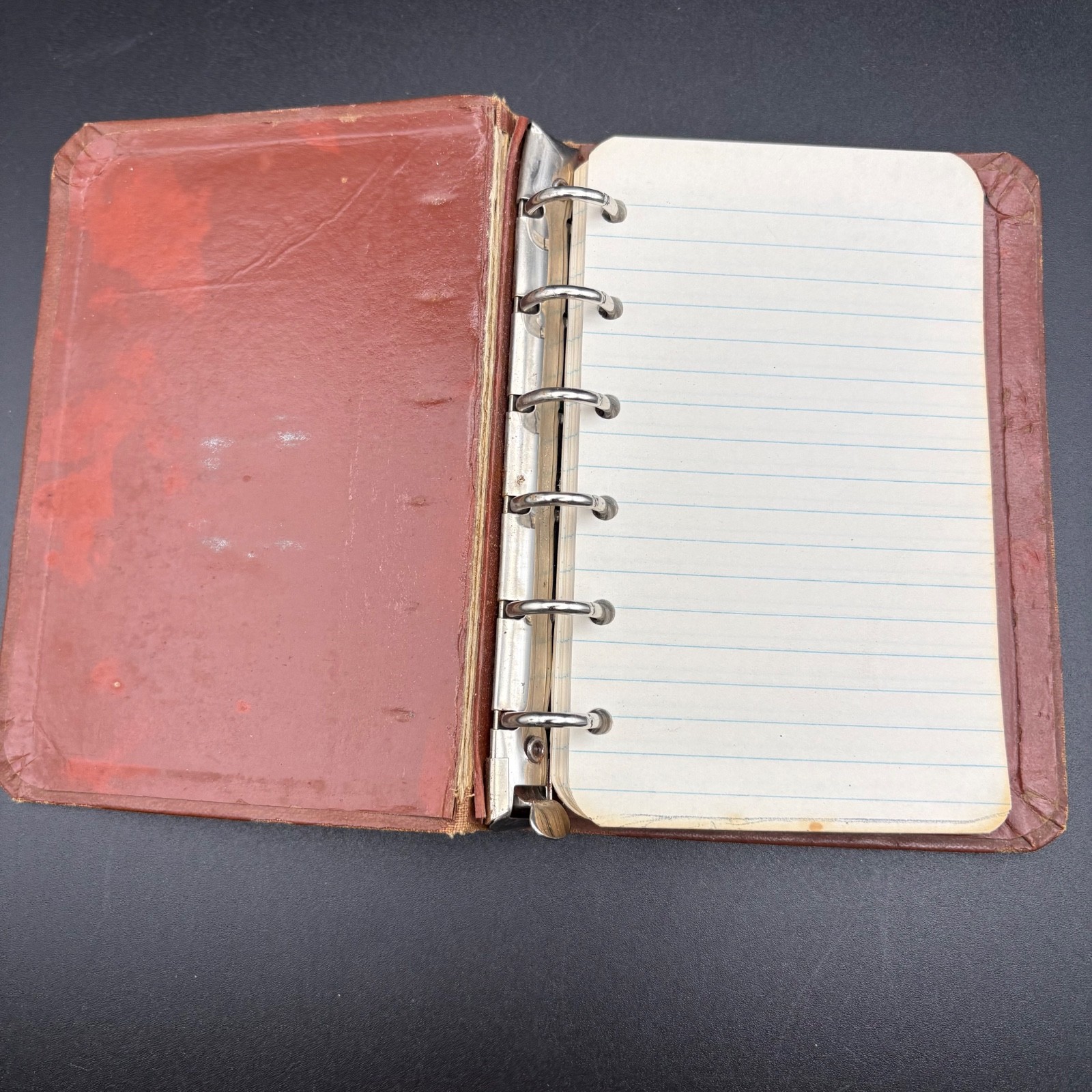 Antique Brown Mini 6 Ring Notebool Journal Vintage Binder