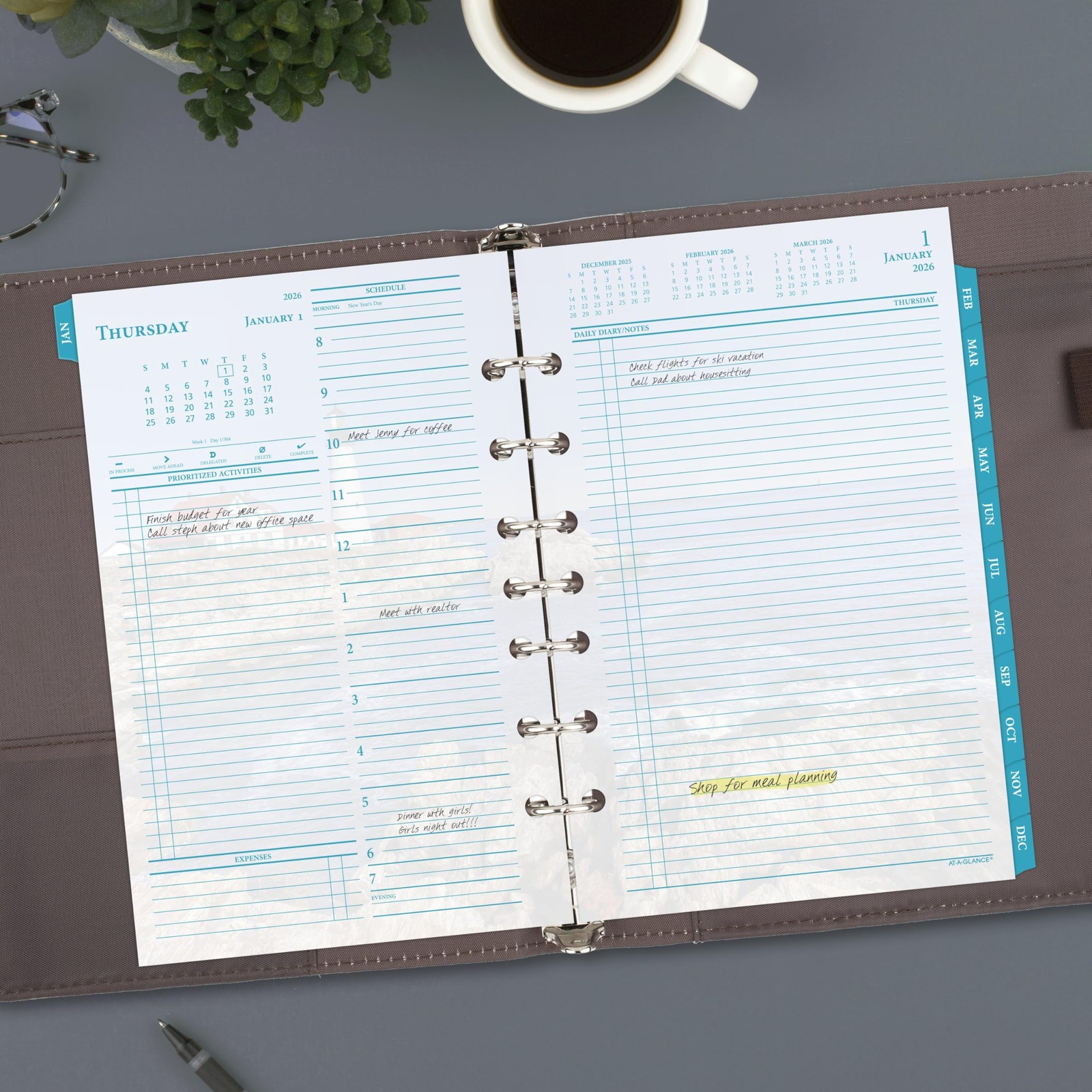 AT~A~GLANCE 2026 Daily Monthly Planner Refill, 5.5×8.5, Seascapes