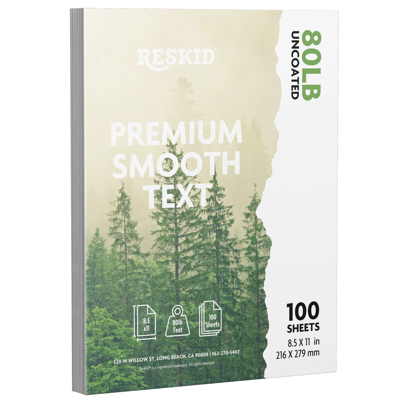 Text Paper Premium White Smooth Uncoated Acid-Free 8.5 X 11 Inches 100 Sheets