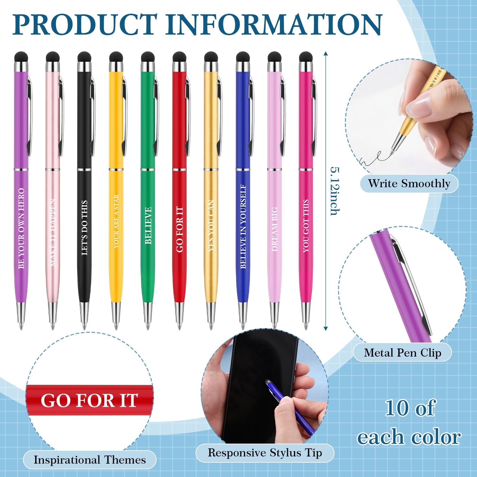 100 Pcs Inspirational Motivational Ballpoint Pens Bulk Employee Appreciation …