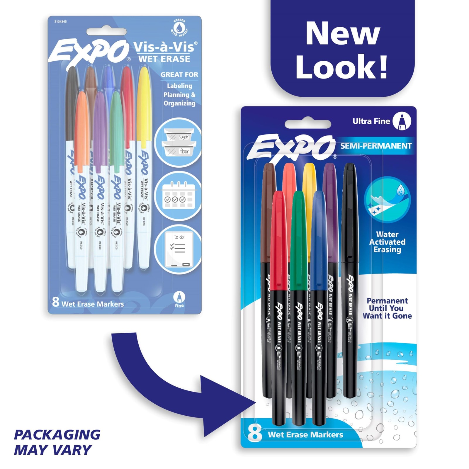 Vis-a-Vis Wet Erase Markers, Semi-Permanent, Assorted Colors, Ultra Fine Tip,…