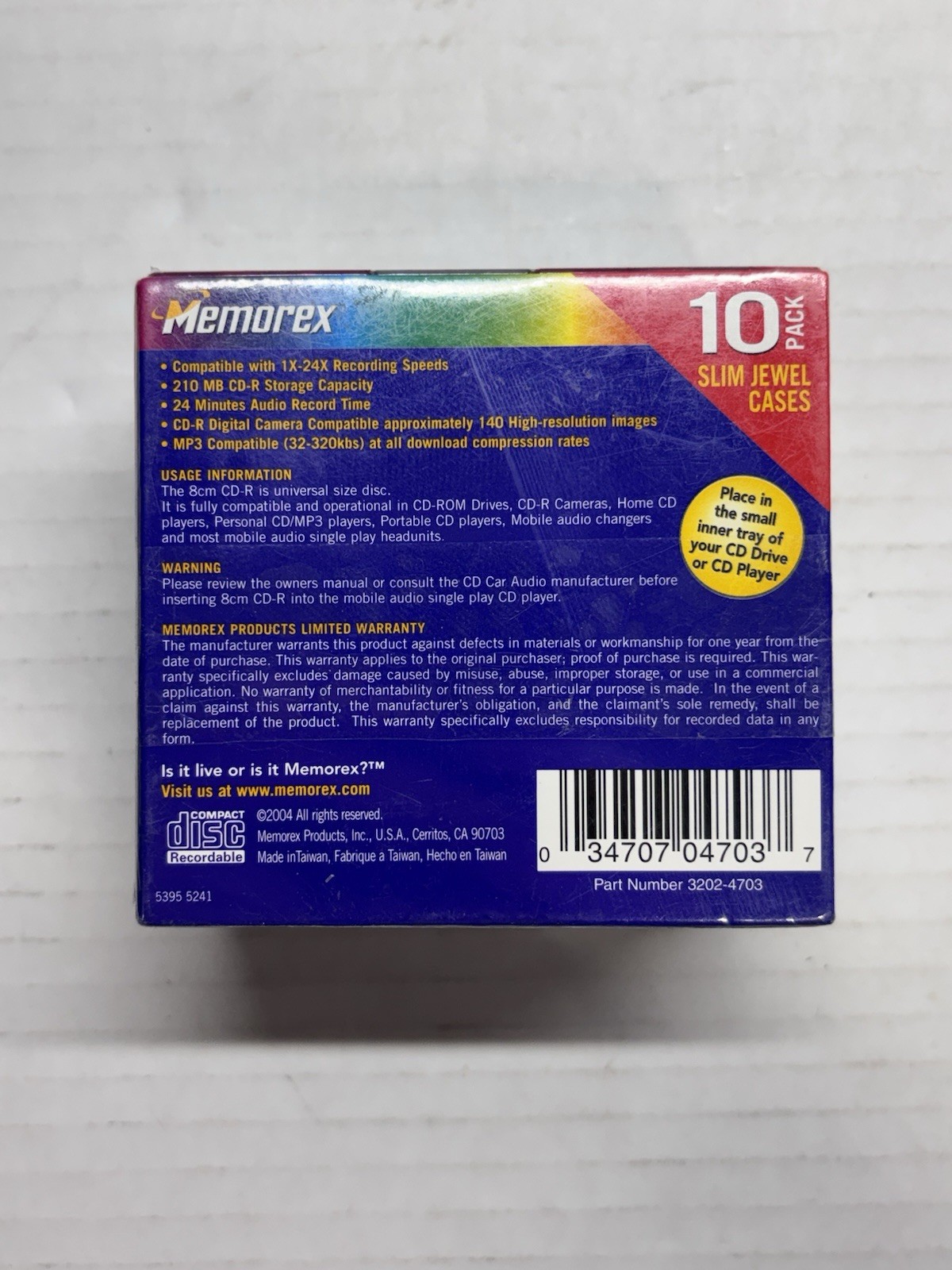 2 sealed Memorex Pocket CD-RW 24x 210 MB 24-min Blank Mini Discs 10 Pack. BONUS